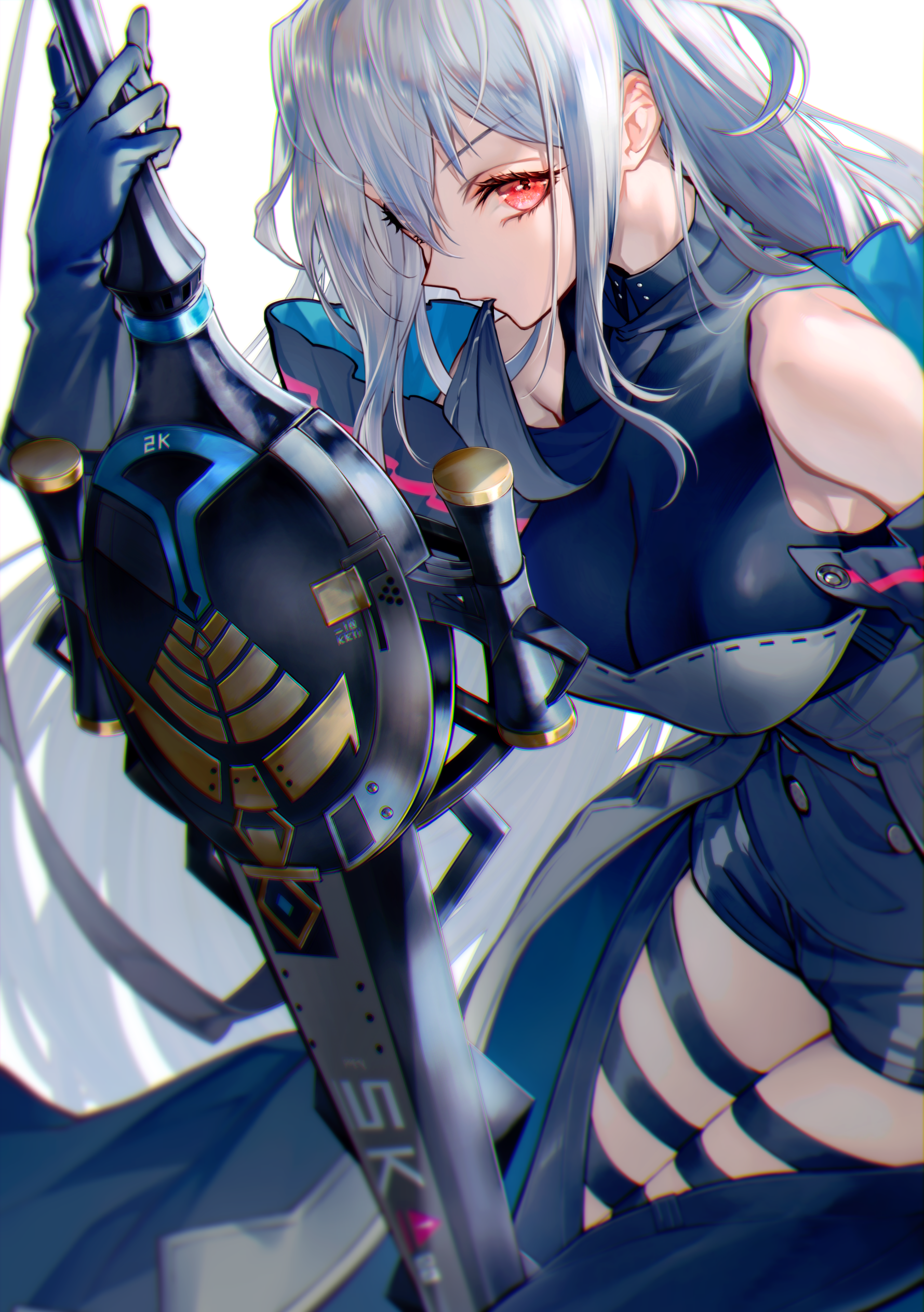 Skadi from Arknights with silver hair and red eyes HD Phone Wallpaper