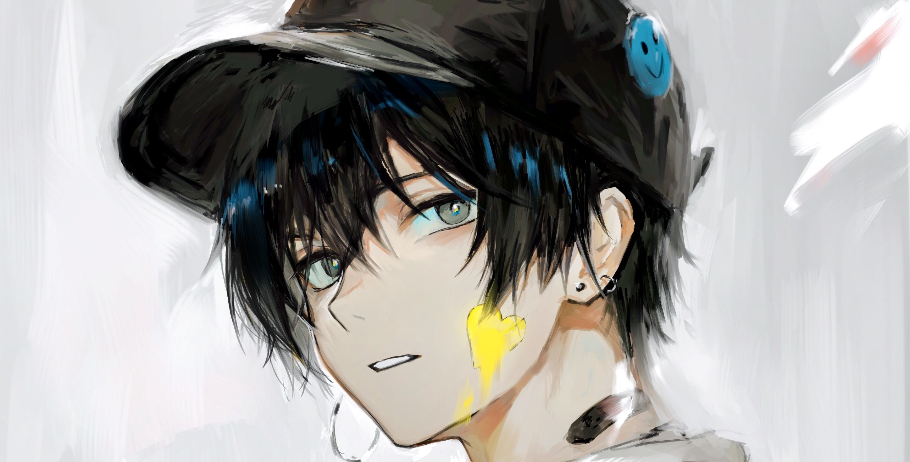 Anime boy with black hair and a black cap HD Wallpaper