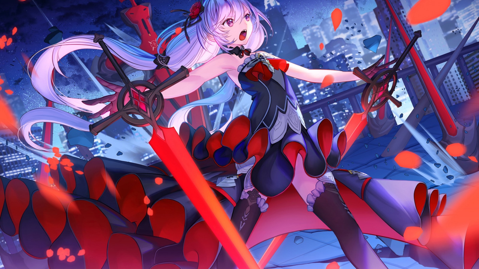 Theresa Apocalypse with swords in a city HD Wallpaper