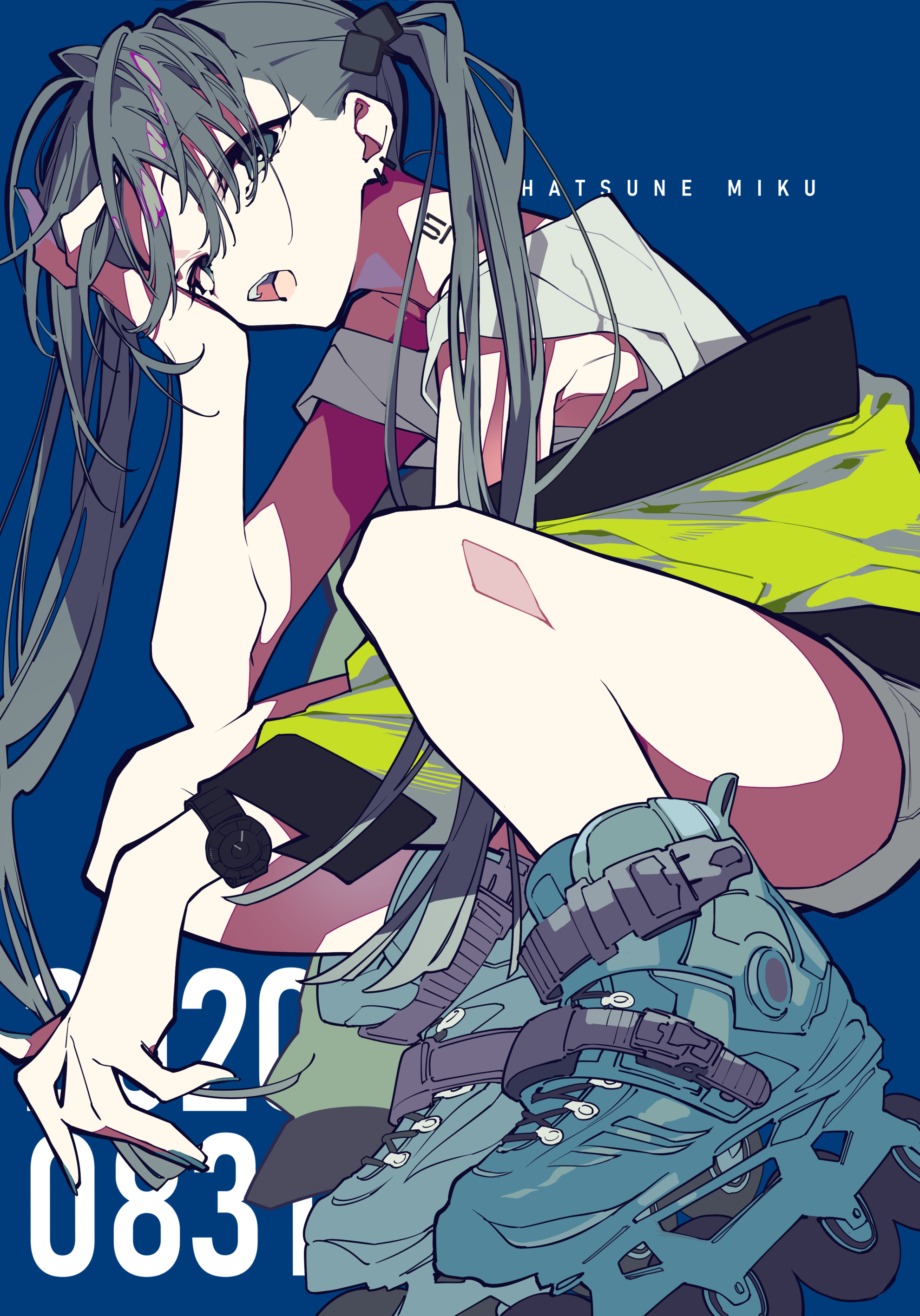 Hatsune Miku with Rollerblades HD Phone Wallpaper