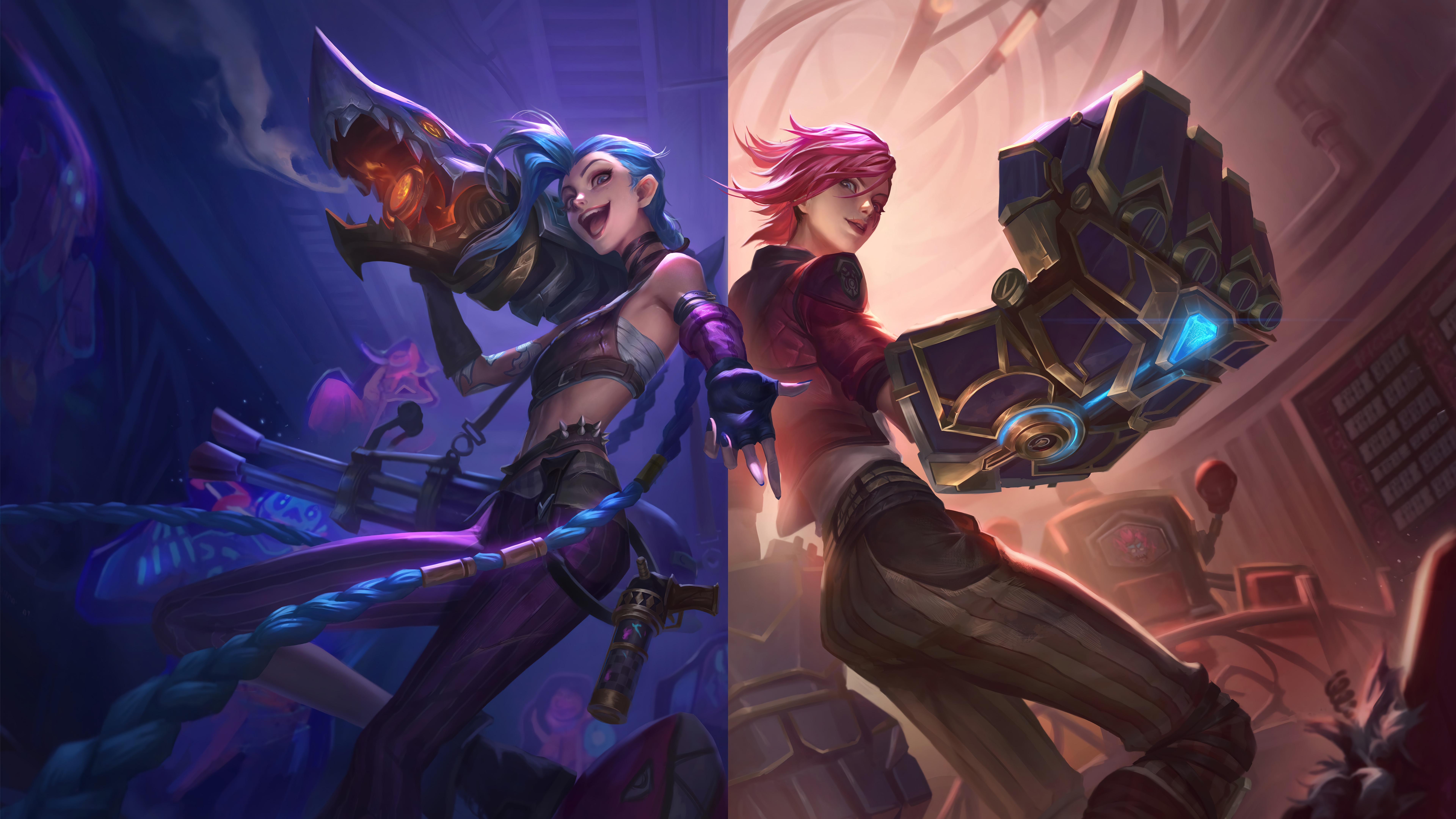 4K League of Legends Arcane Jinx and Vi HD Wallpaper