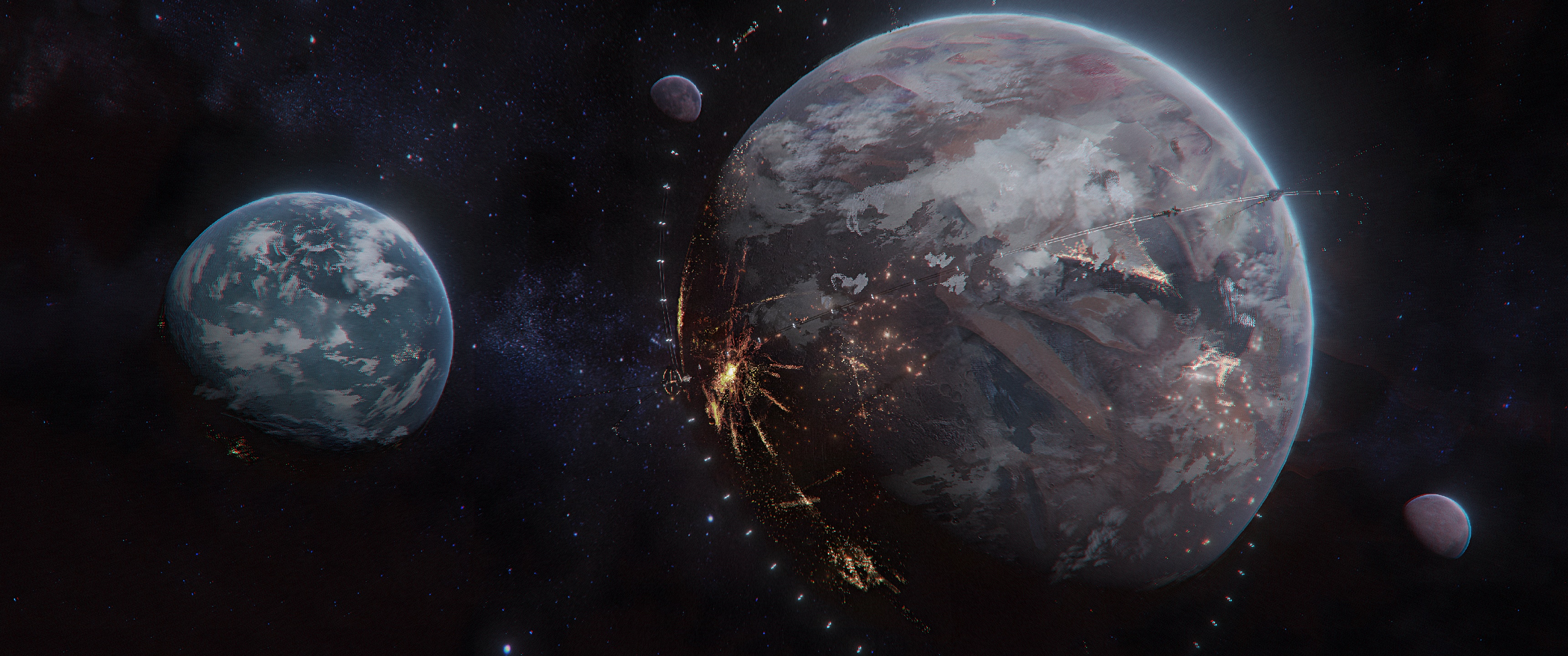 Star Ocean: The Divine Force planets in space HD Wallpaper