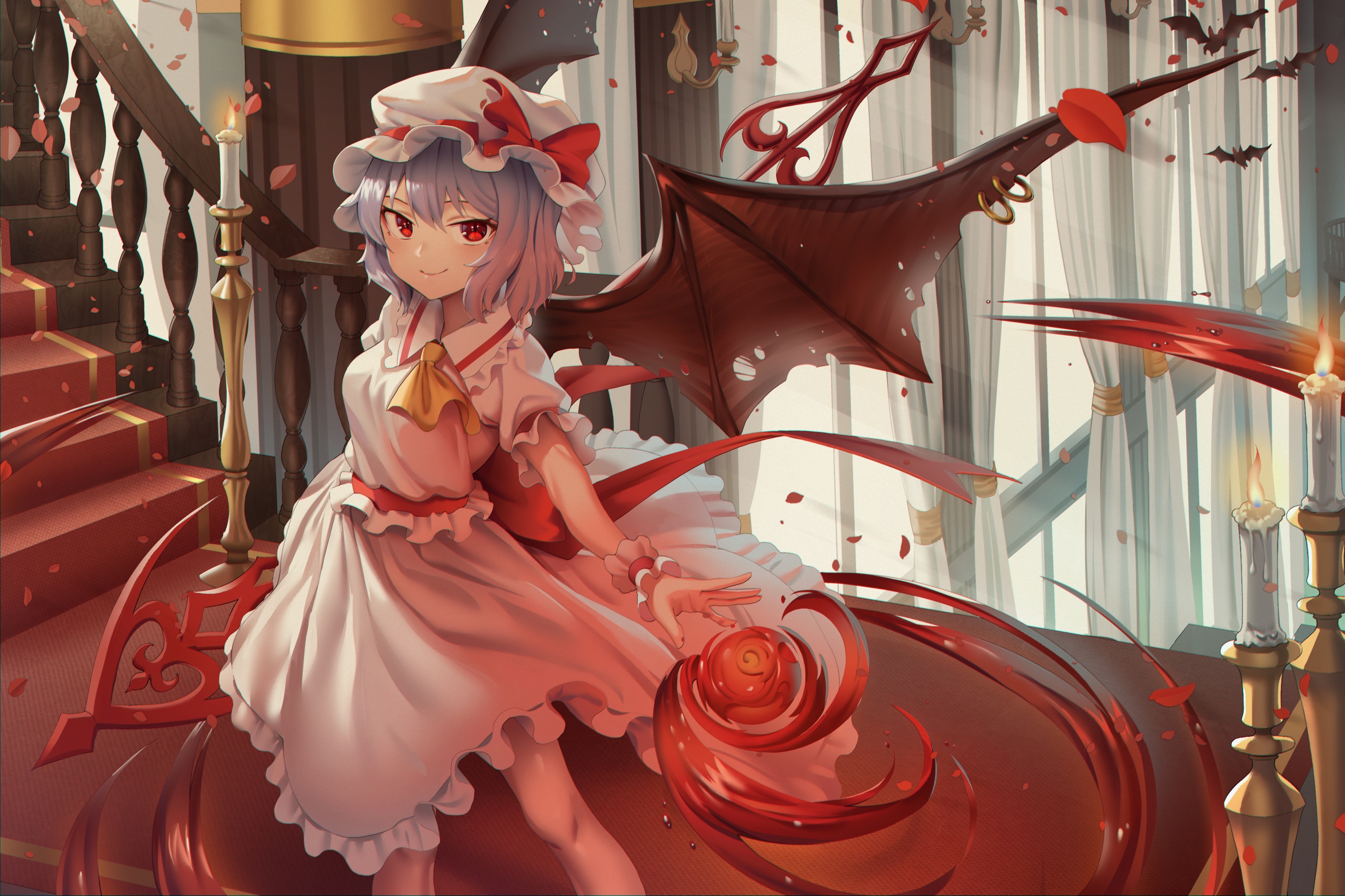 Remilia Scarlet from Touhou with Bat Wings HD Wallpaper