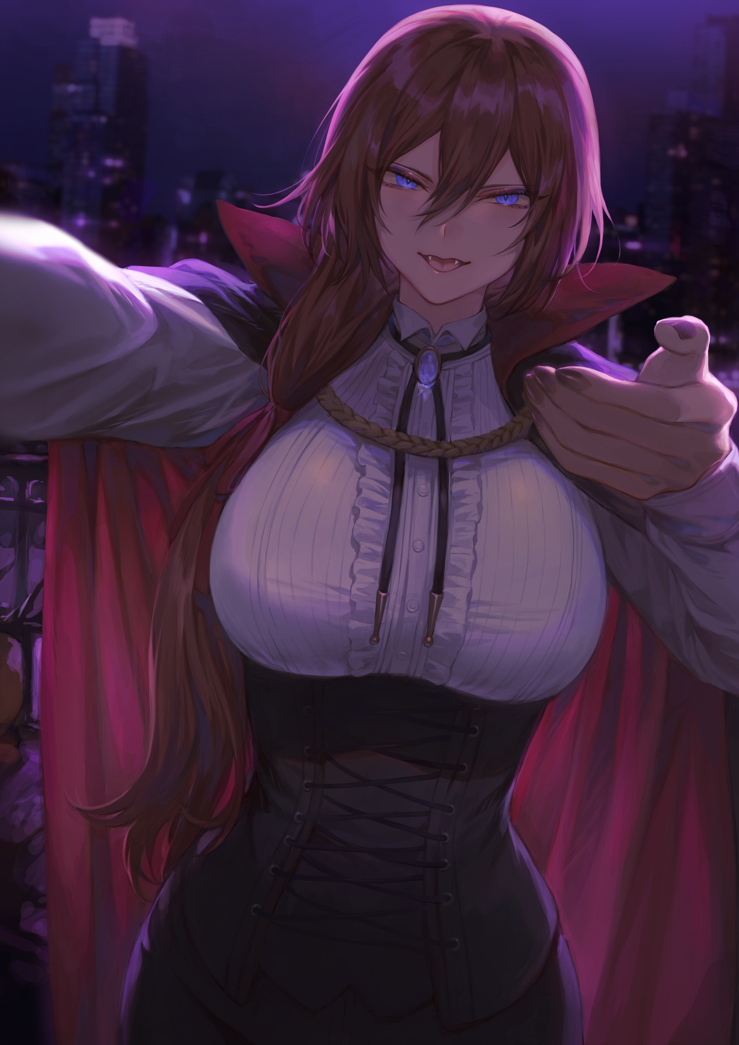 Vampire with blue eyes and cape HD Phone Wallpaper