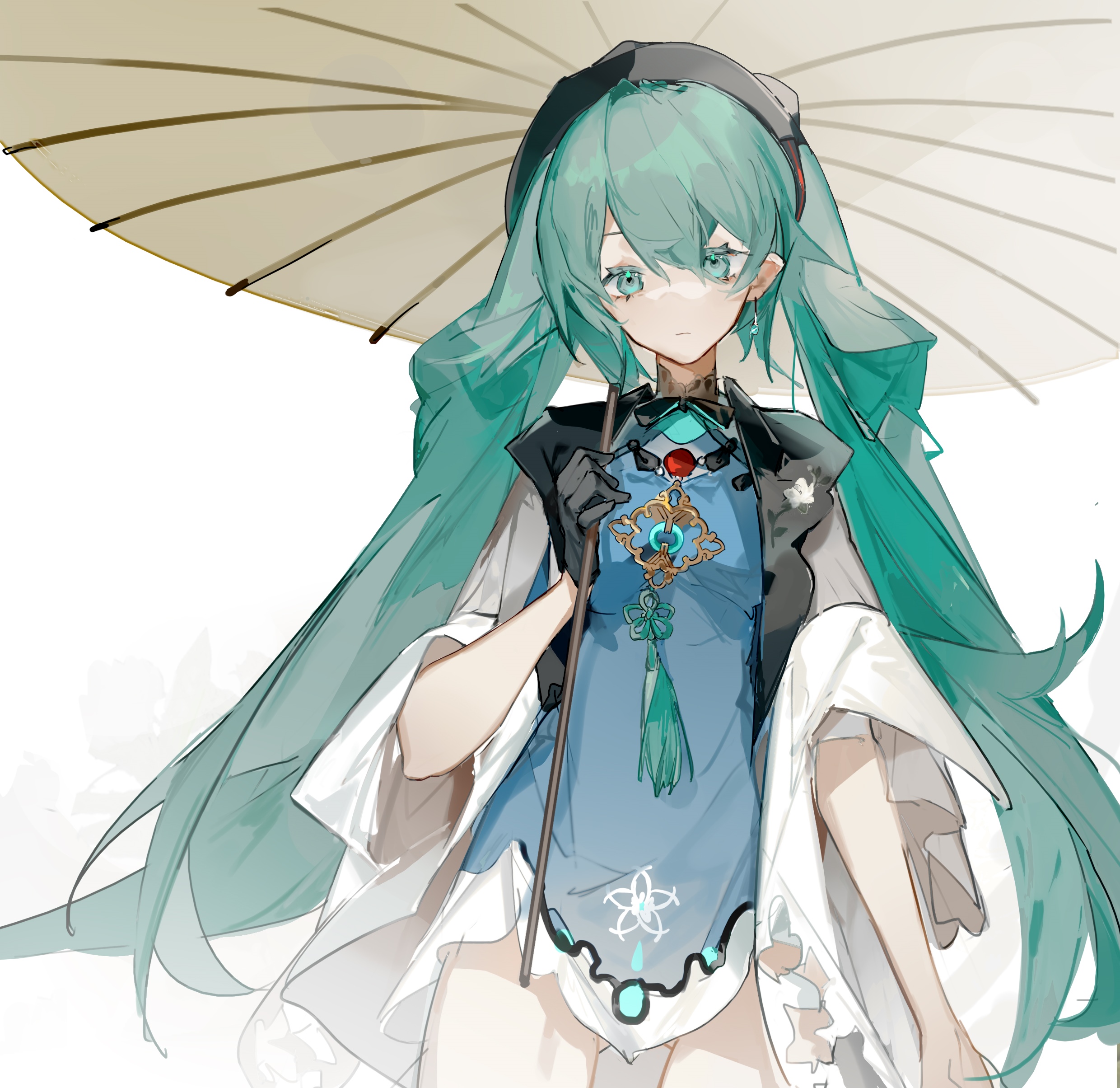 Hatsune Miku with a parasol HD Wallpaper