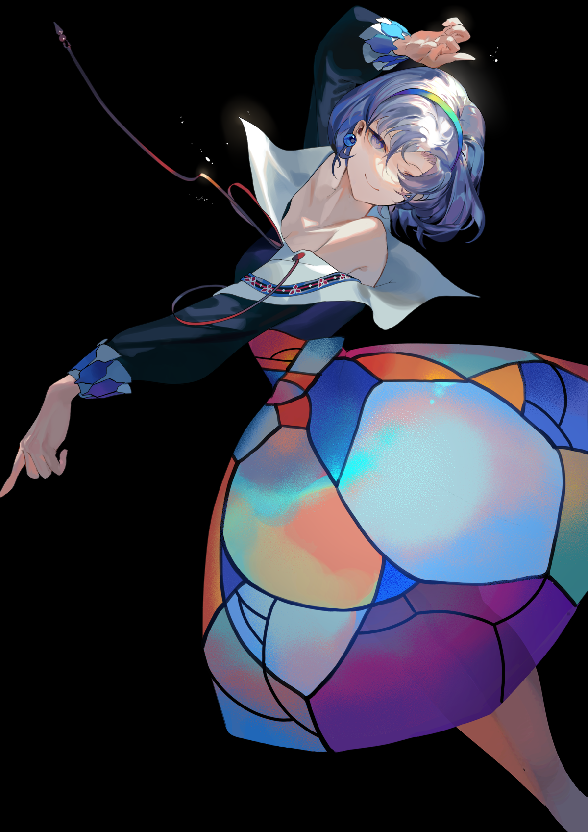 Touhou girl with stained glass dress HD Phone Wallpaper