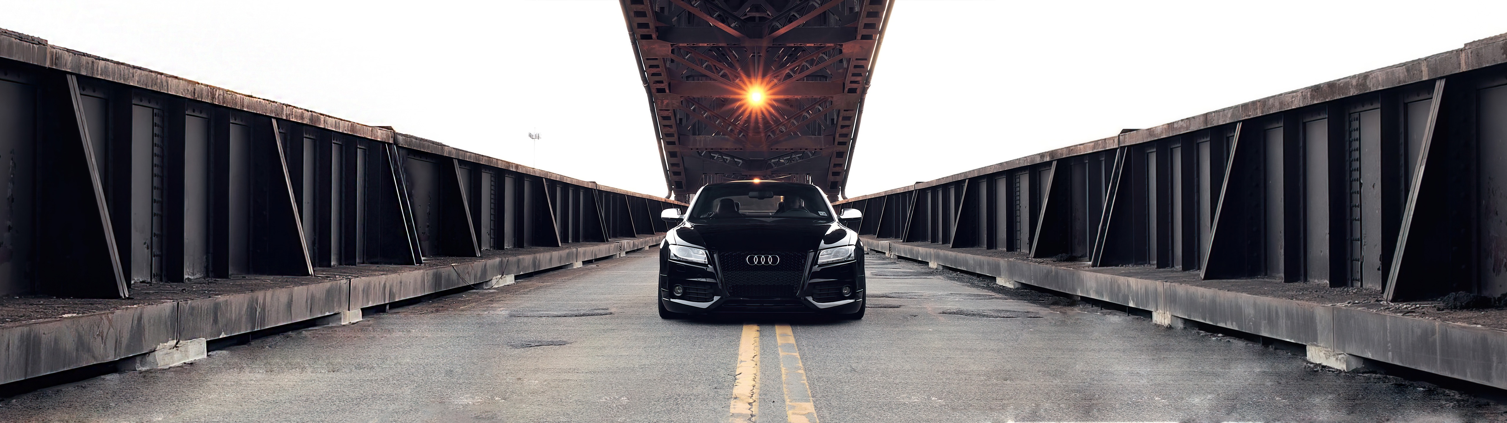 4K Black Audi A5 Coupe on a Bridge HD Wallpaper