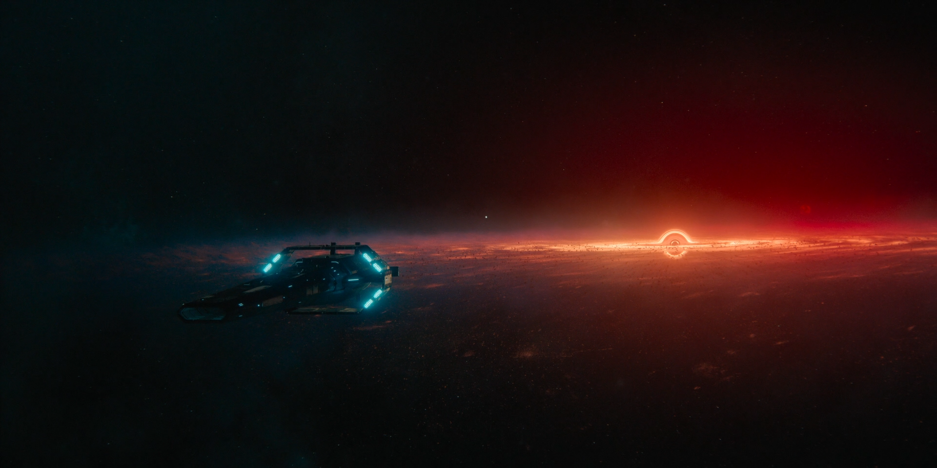 Spaceship approaching a black hole event horizon HD Wallpaper