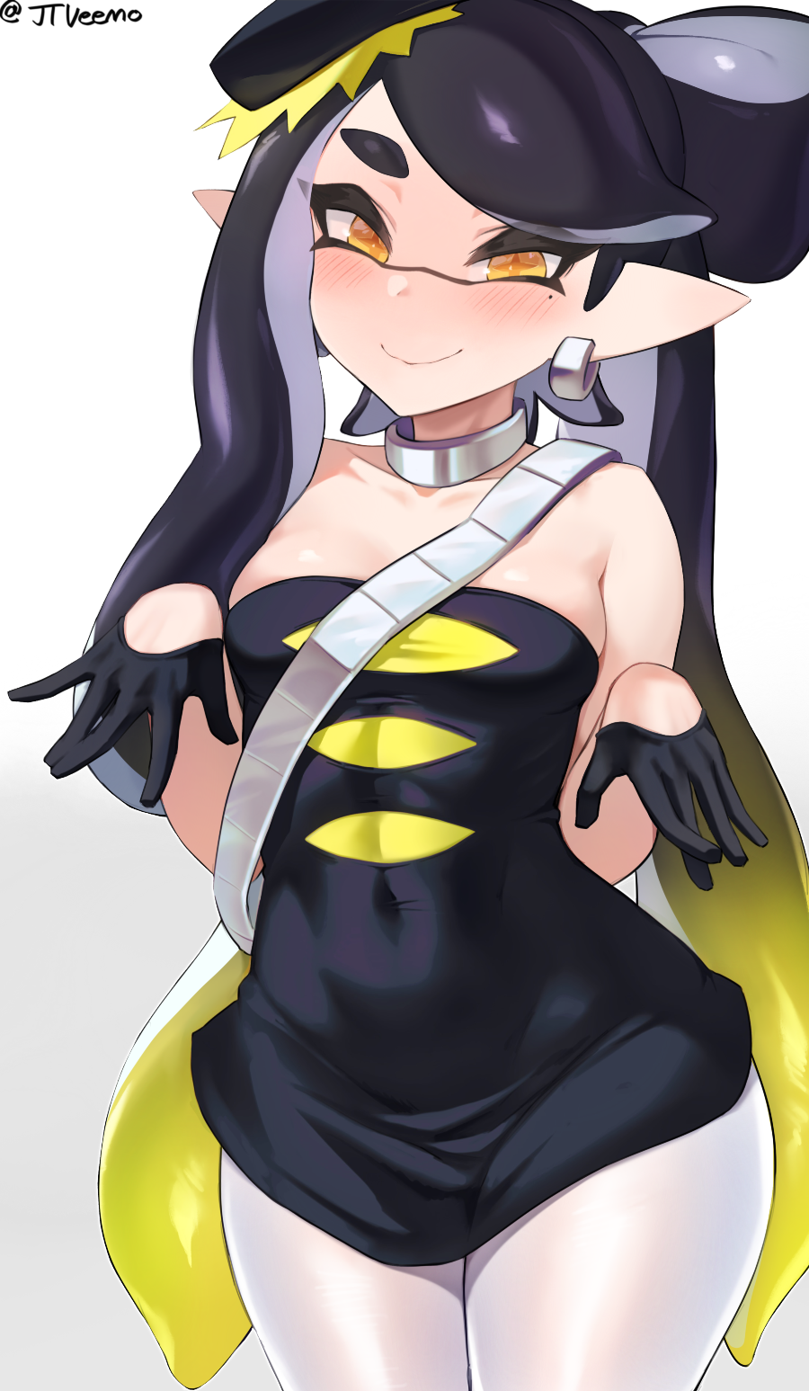 Callie from Splatoon in a black strapless dress HD Phone Wallpaper
