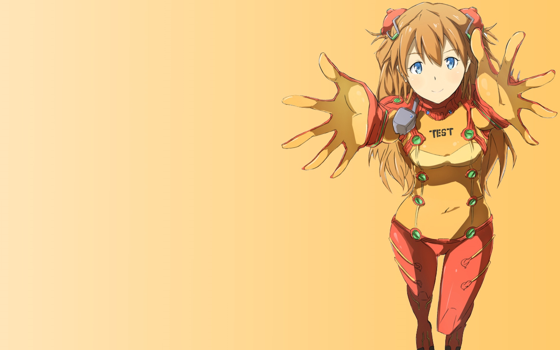 Asuka Langley Soryu in a yellow and red bodysuit HD Wallpaper