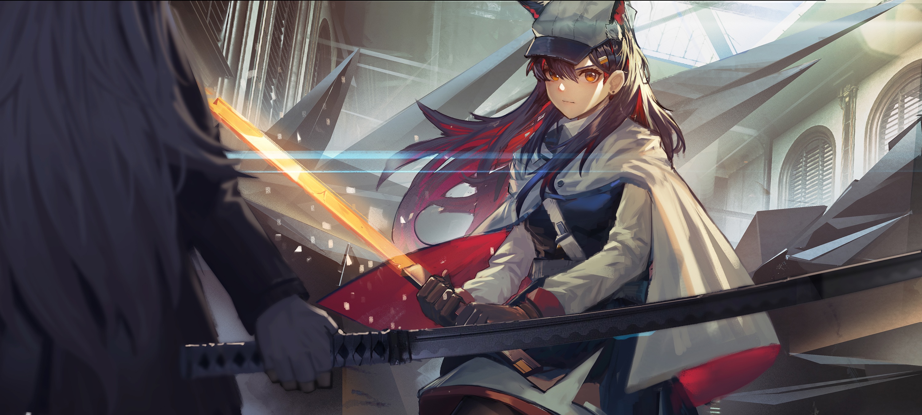 Lappland and Texas from Arknights with swords HD Wallpaper