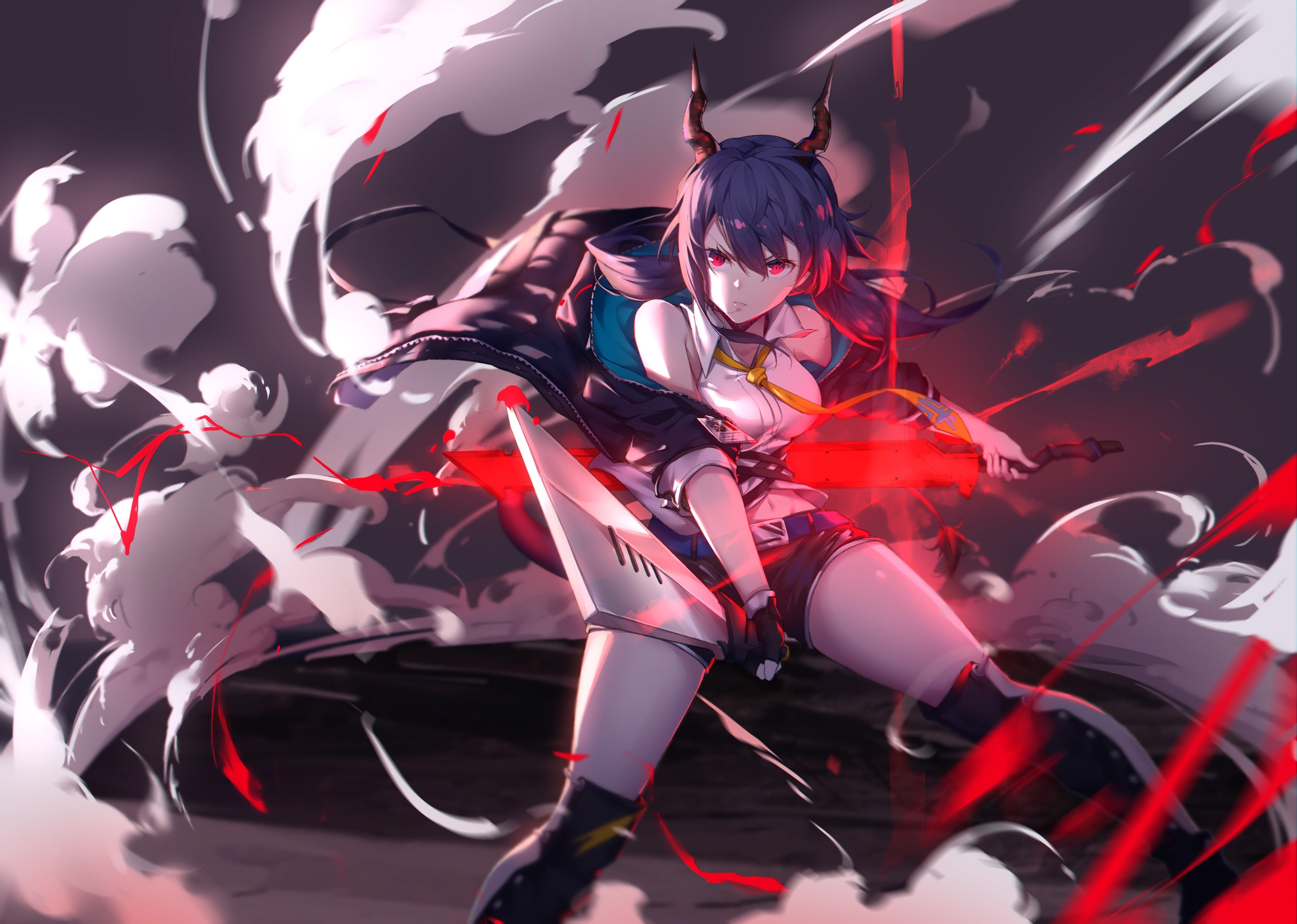 Chen from Arknights wielding a glowing sword HD Wallpaper