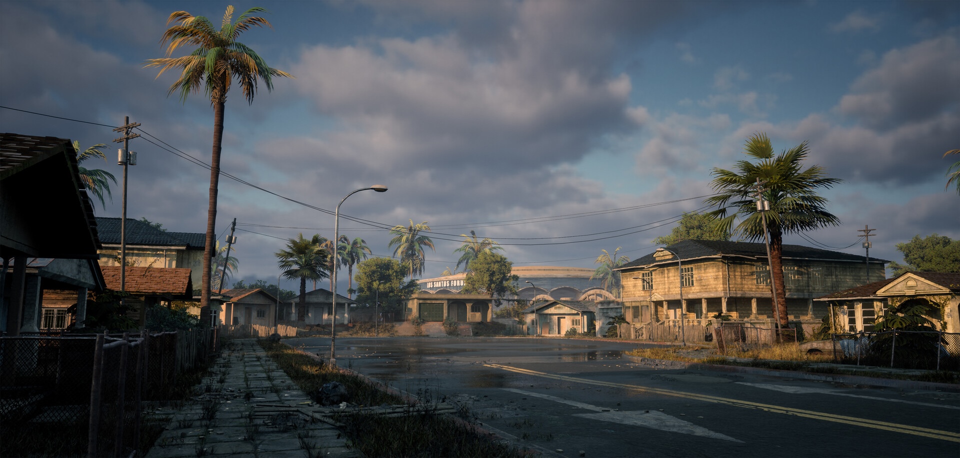 Grand Theft Auto: San Andreas Los Santos street with palm trees HD Wallpaper