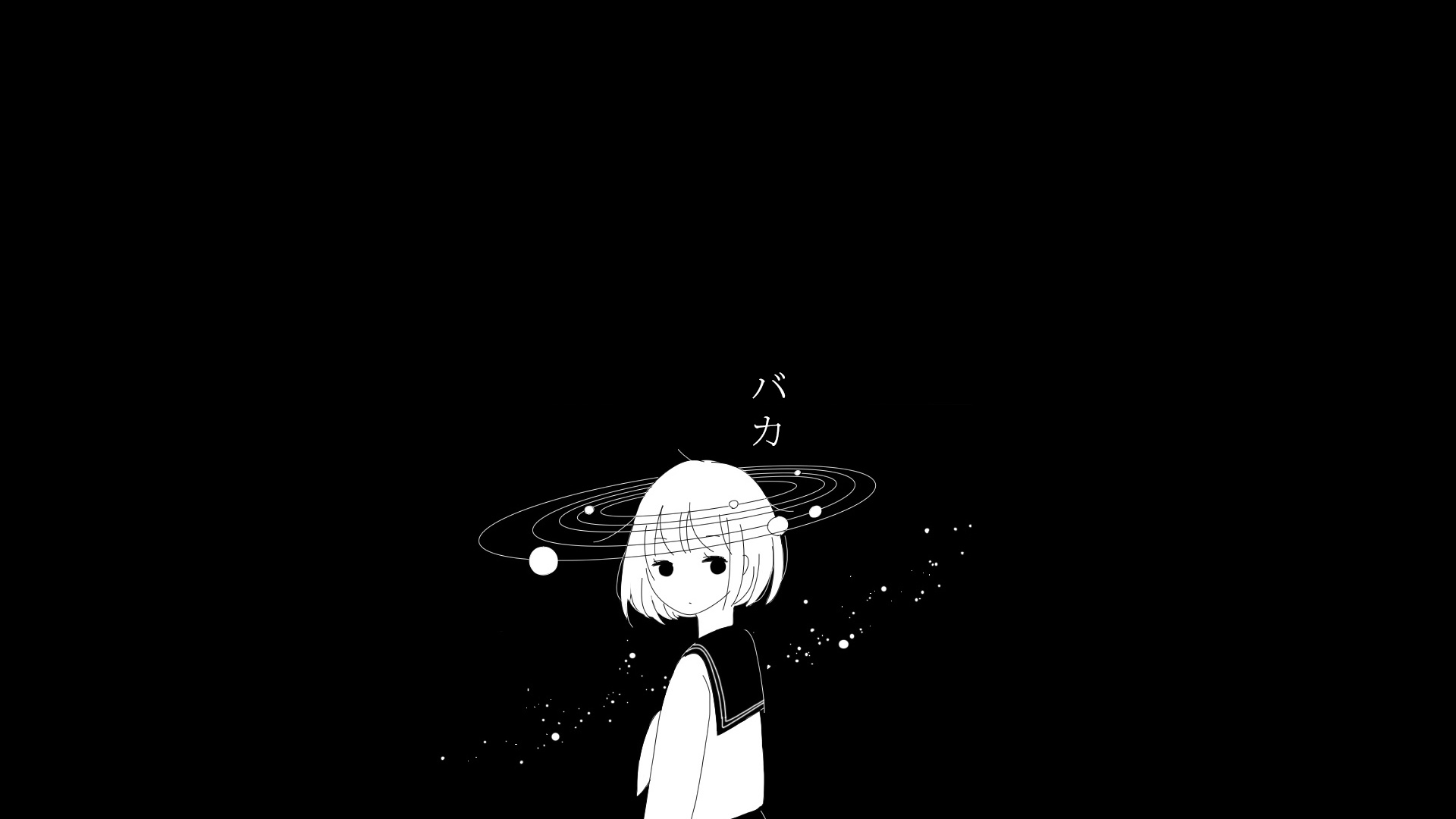 Girl with planets orbiting her head HD Wallpaper