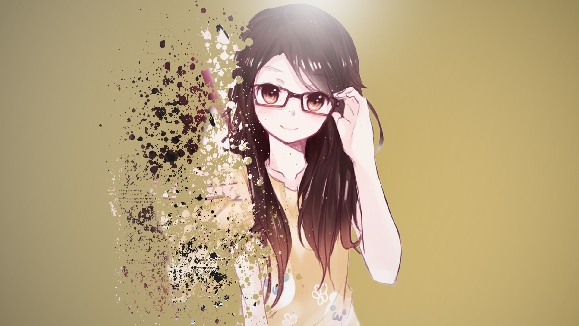 Anime girl with brown eyes and glasses HD Wallpaper