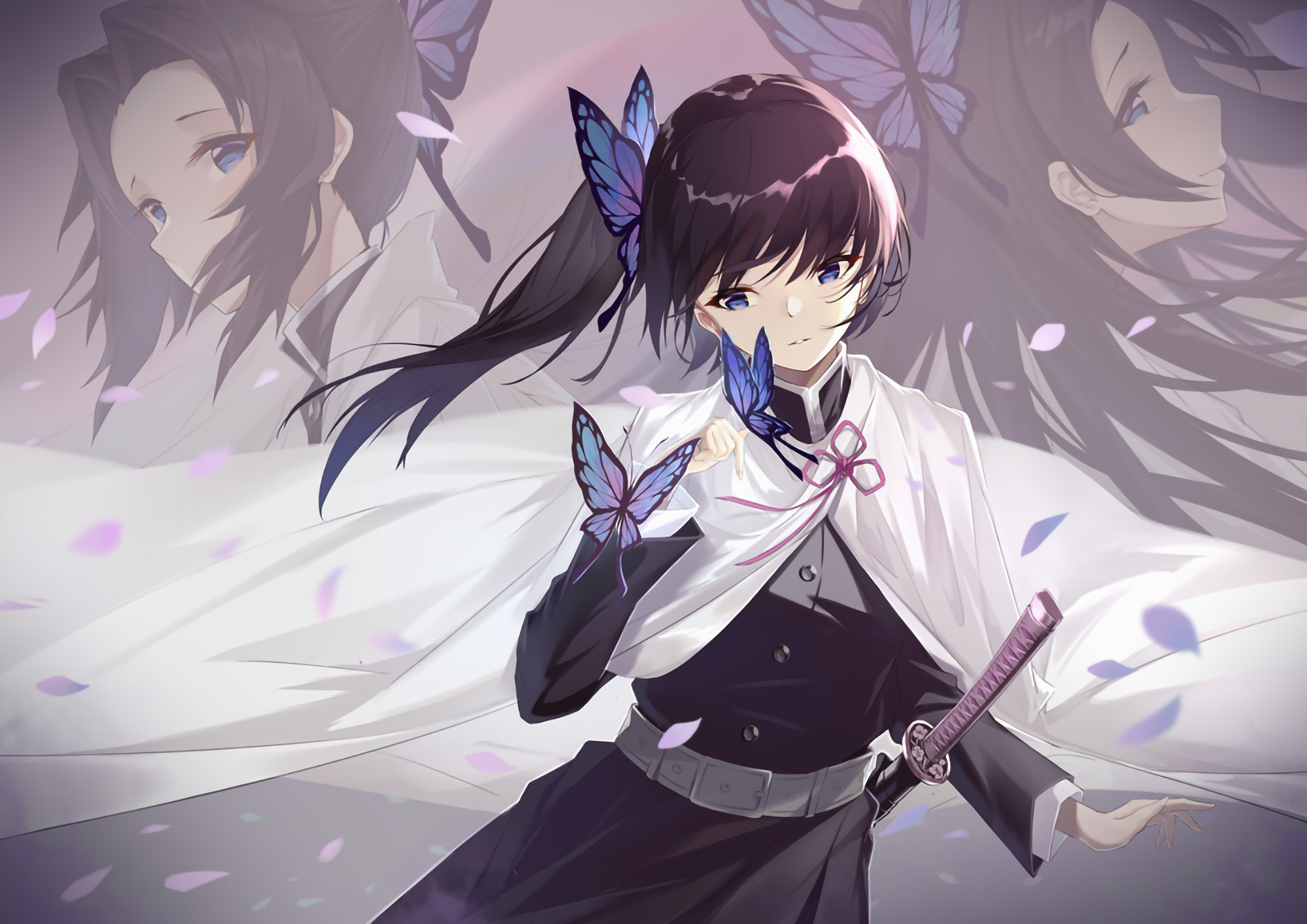 Kochou Shinobu and butterflies from Kimetsu no Yaiba HD Wallpaper