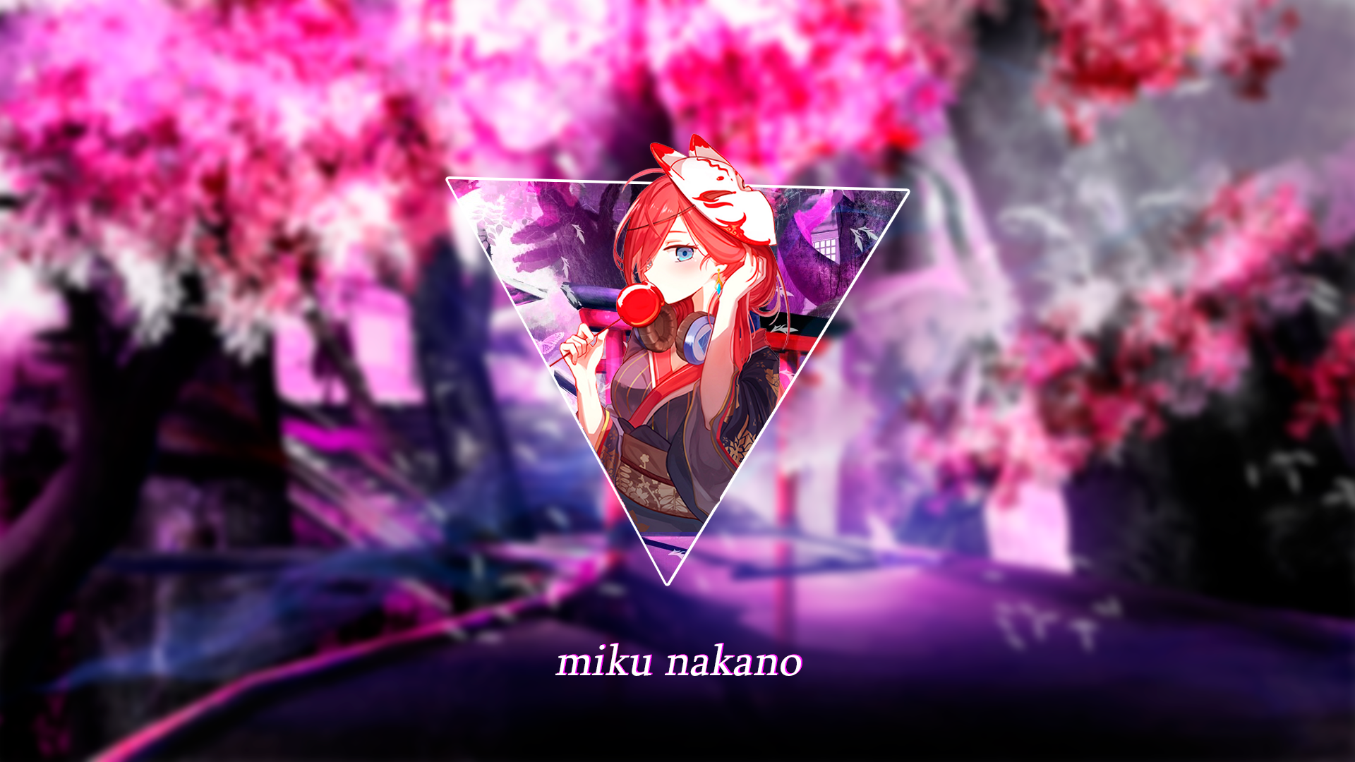 Miku Nakano with Fox Mask and Lollipop HD Wallpaper