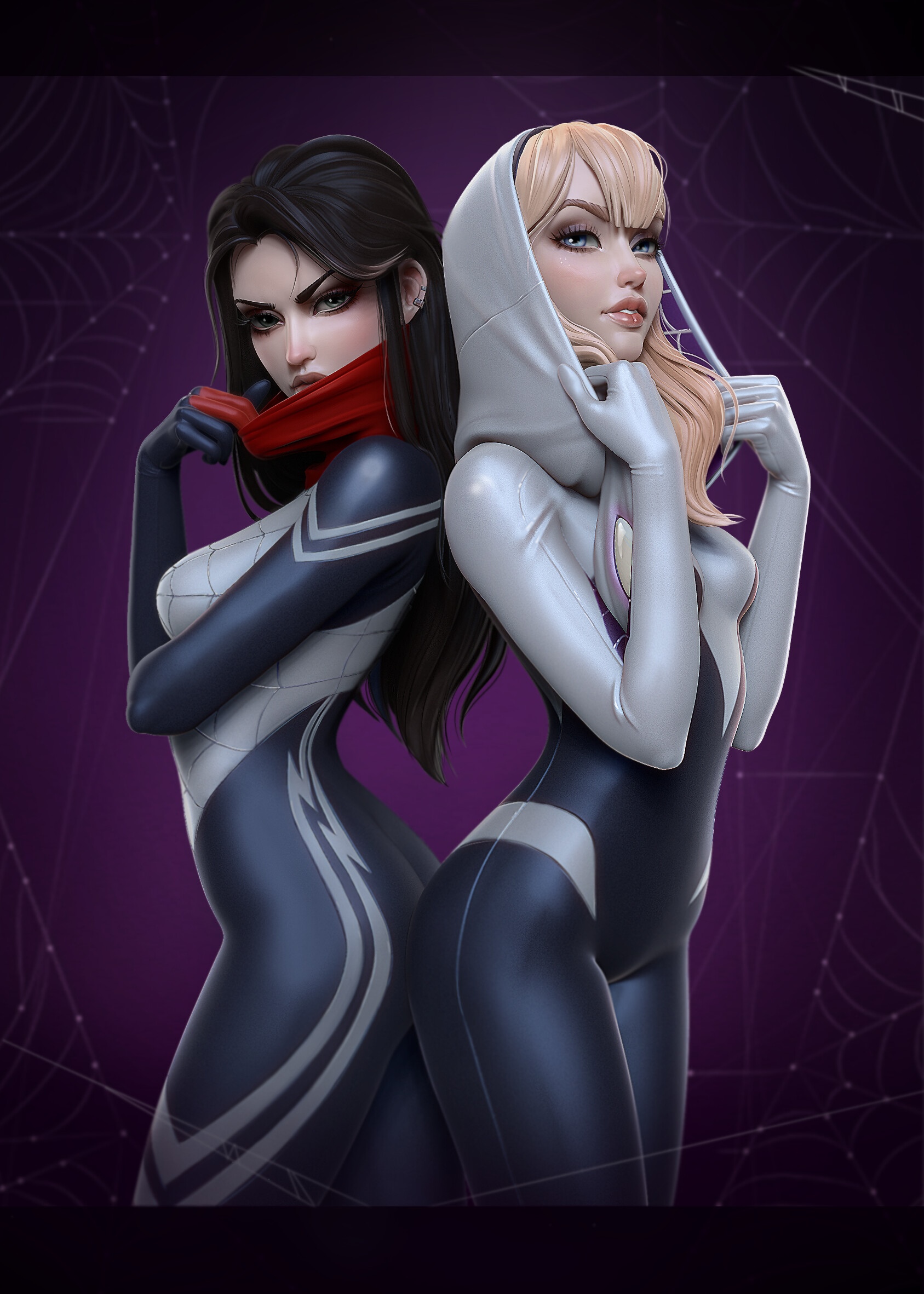 Spider Gwen and Silk by Anna Kartashova HD Phone Wallpaper