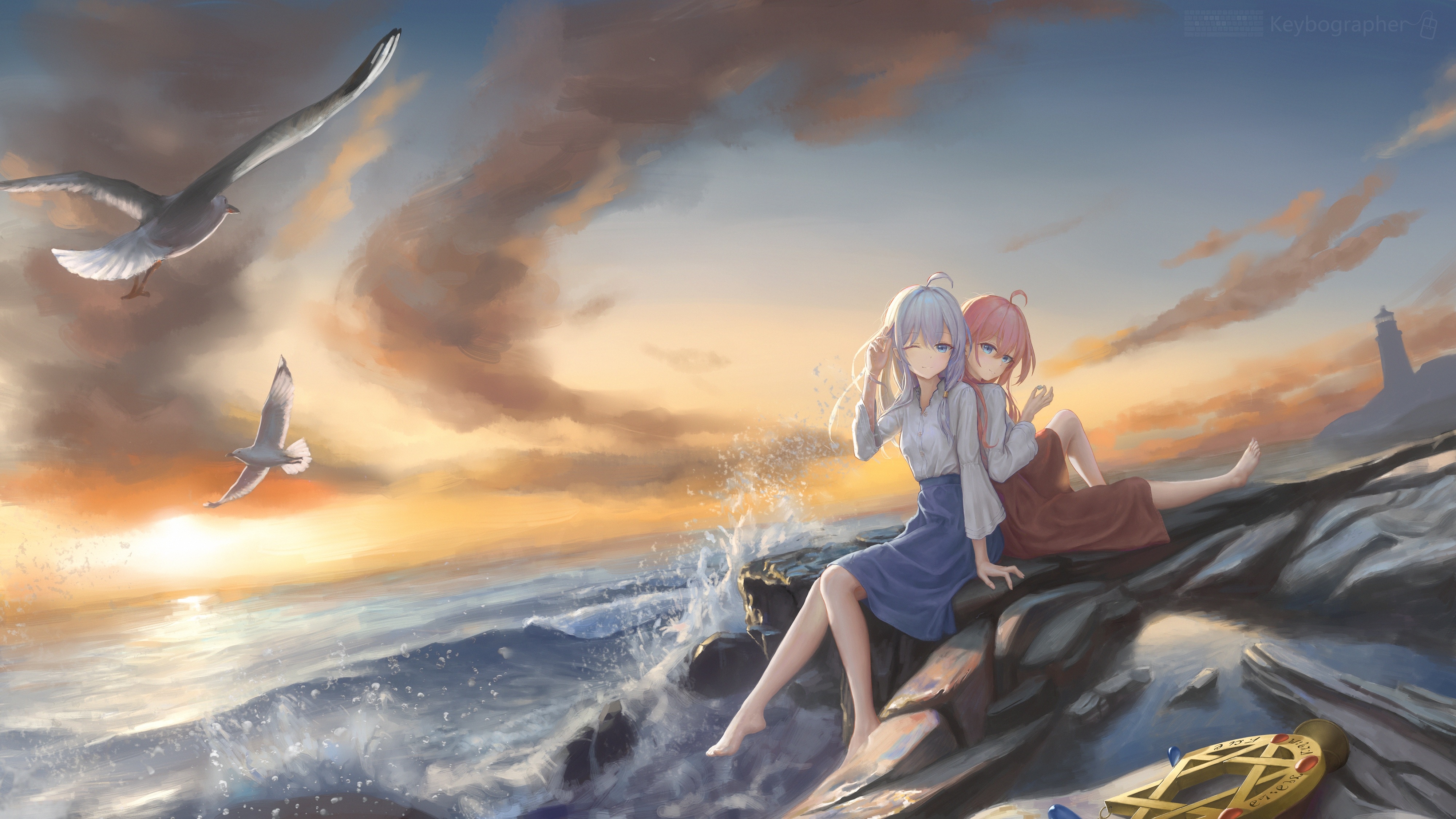 4K Elaina and companion by the sea HD Wallpaper