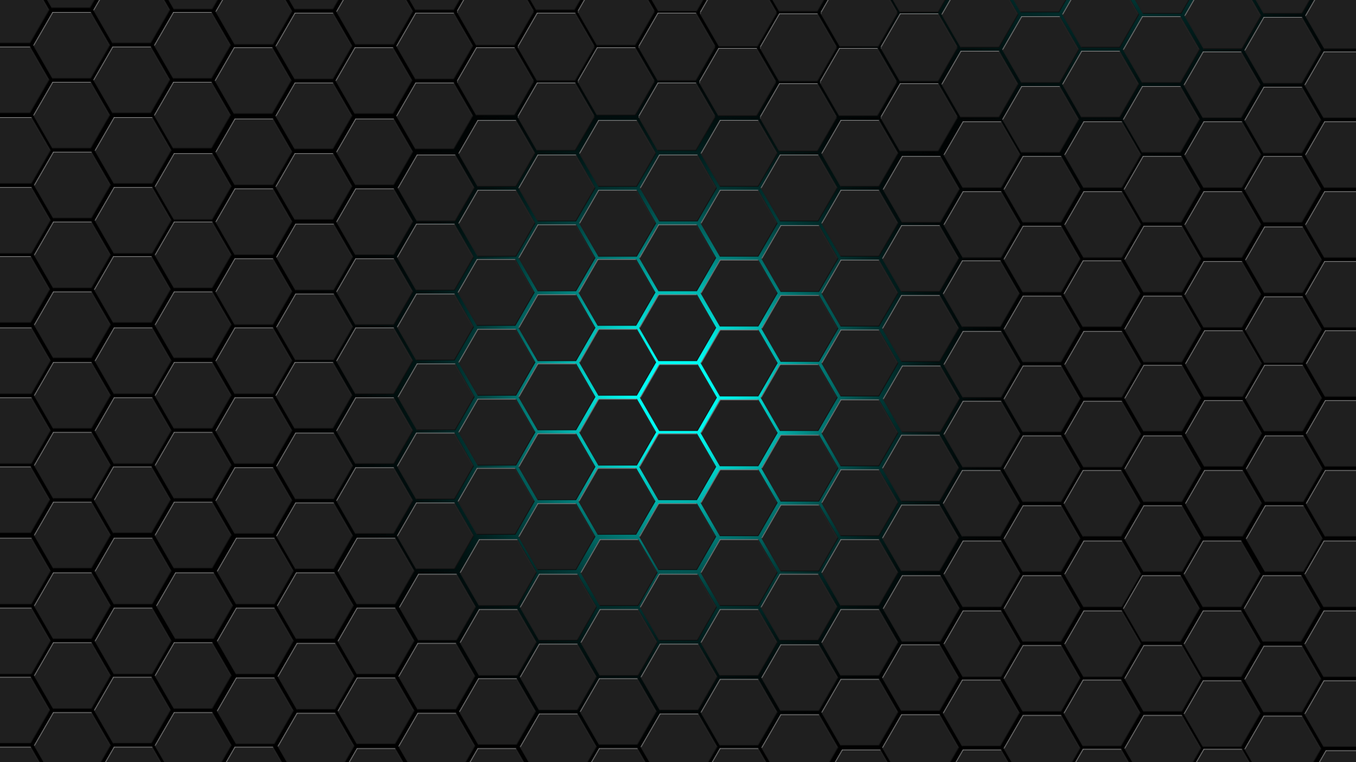 Dark Hexagonal Pattern with Cyan Glow HD Wallpaper