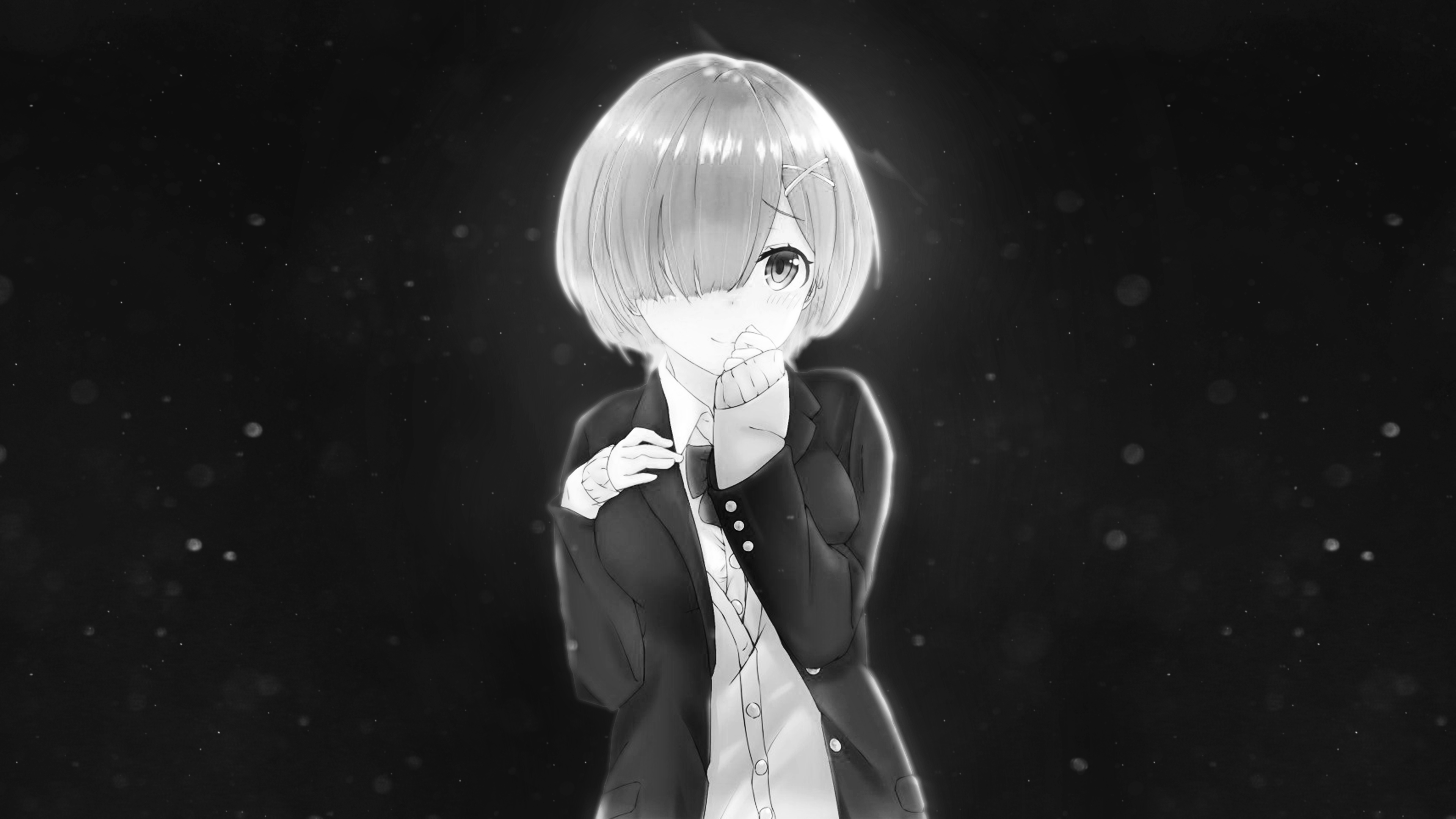 Monochrome anime girl in a suit HD Wallpaper