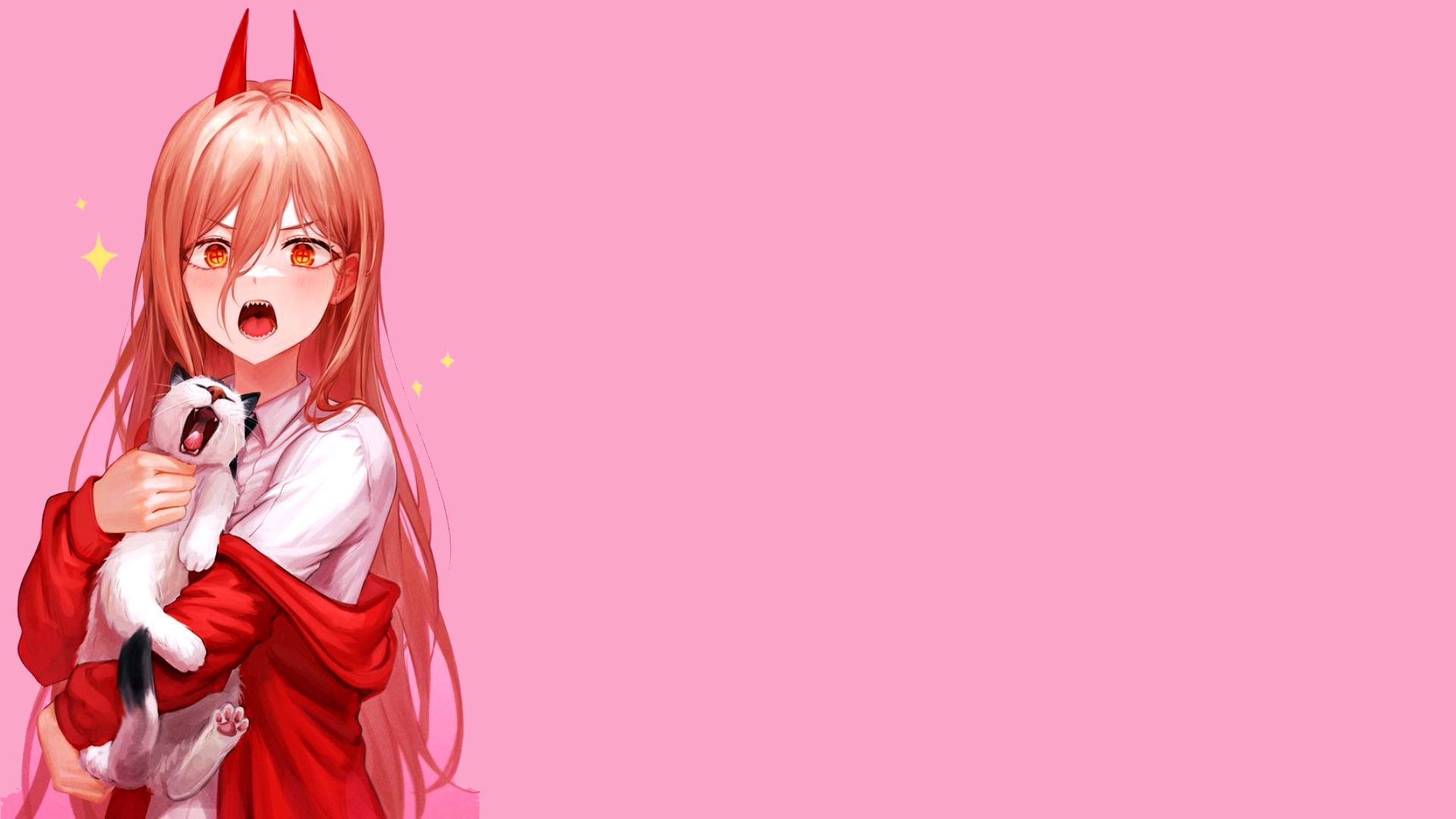 Power from Chainsaw Man holding a cat HD Wallpaper