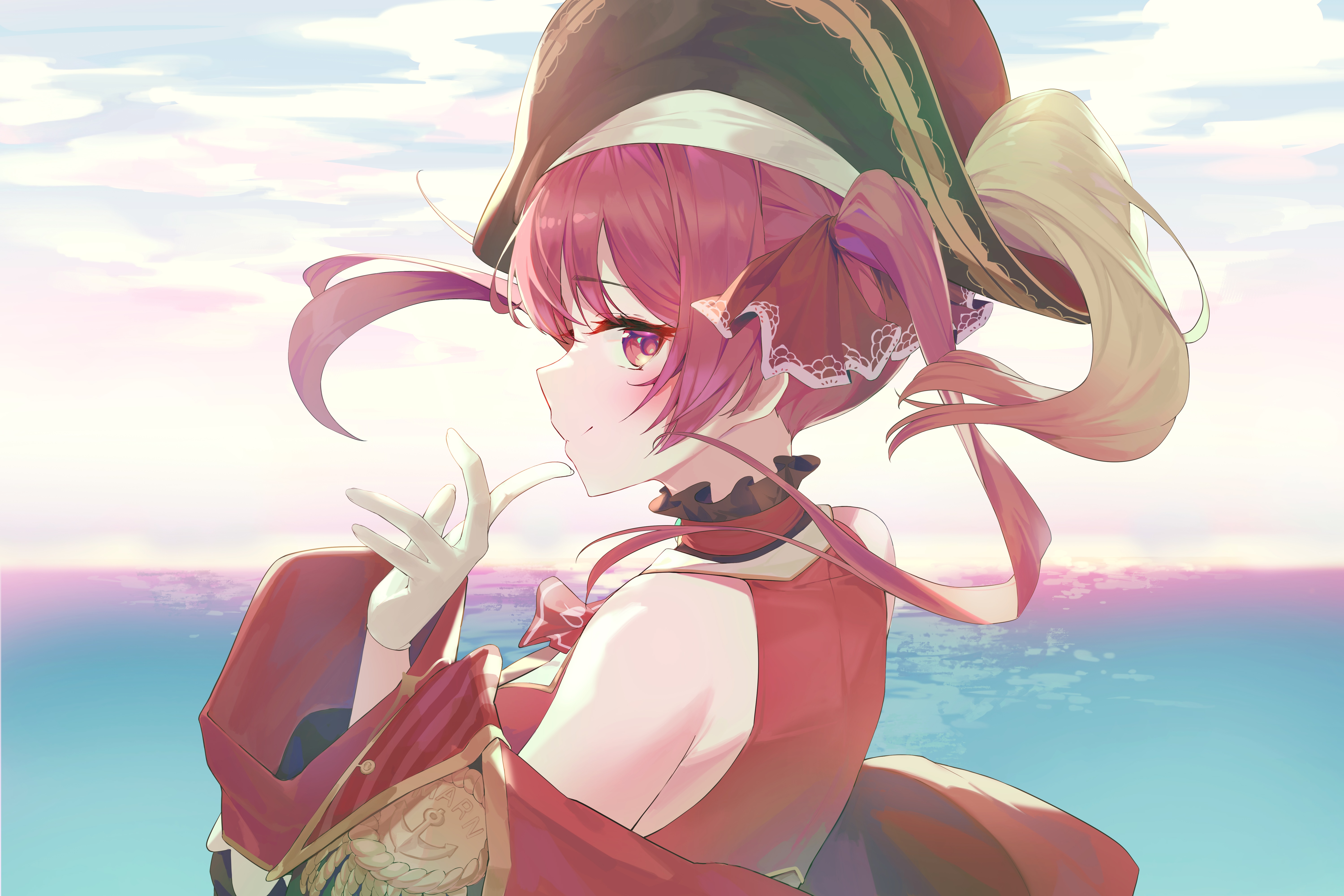 4K Hololive Houshou Marine by the sea HD Wallpaper