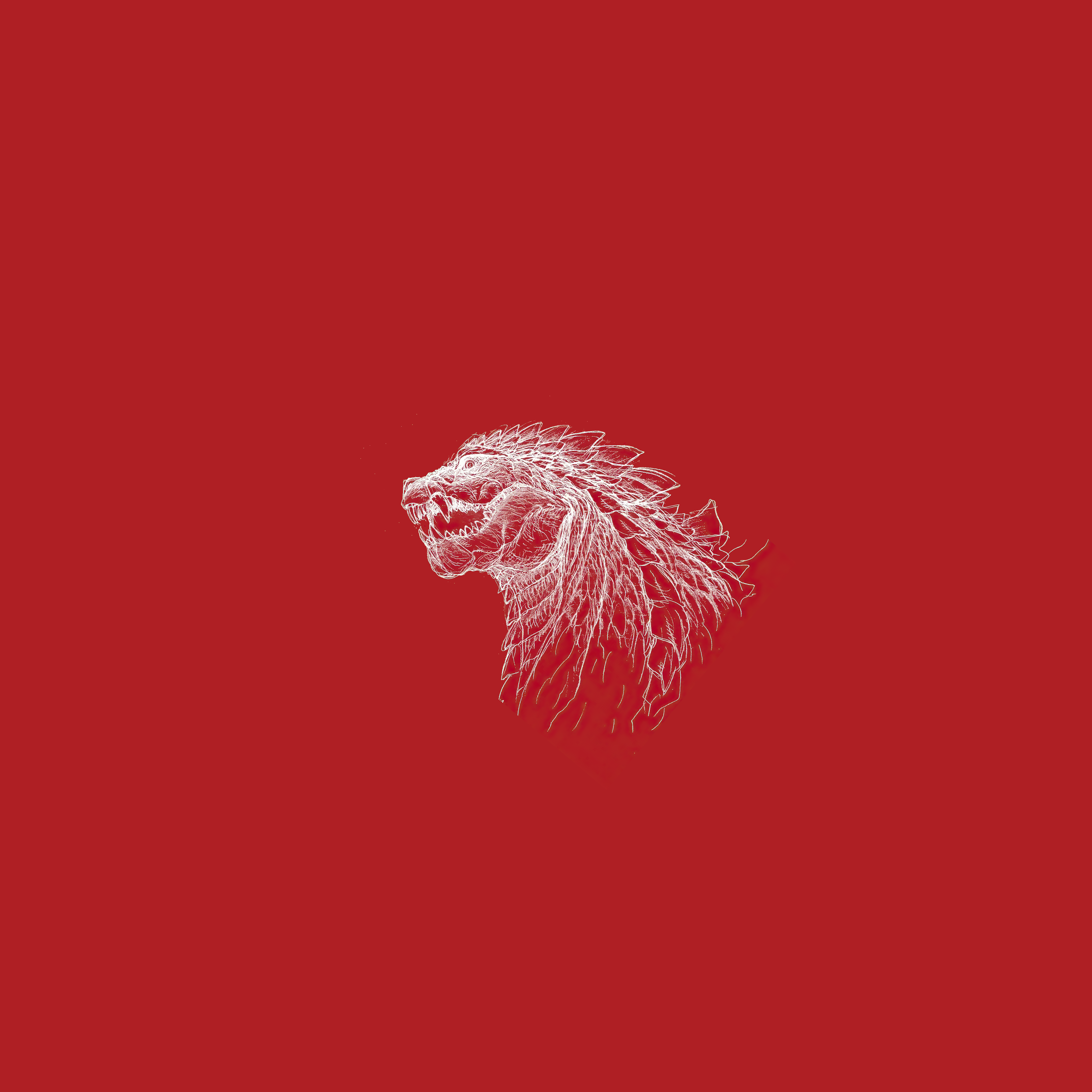 4K Godzilla Head Illustration on Red Background HD Wallpaper
