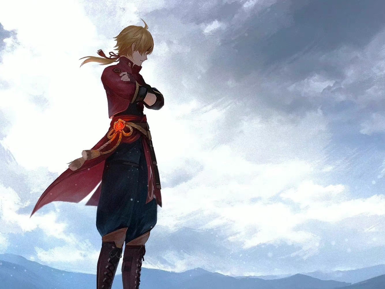 Thoma from Genshin Impact in a snowy landscape HD Wallpaper