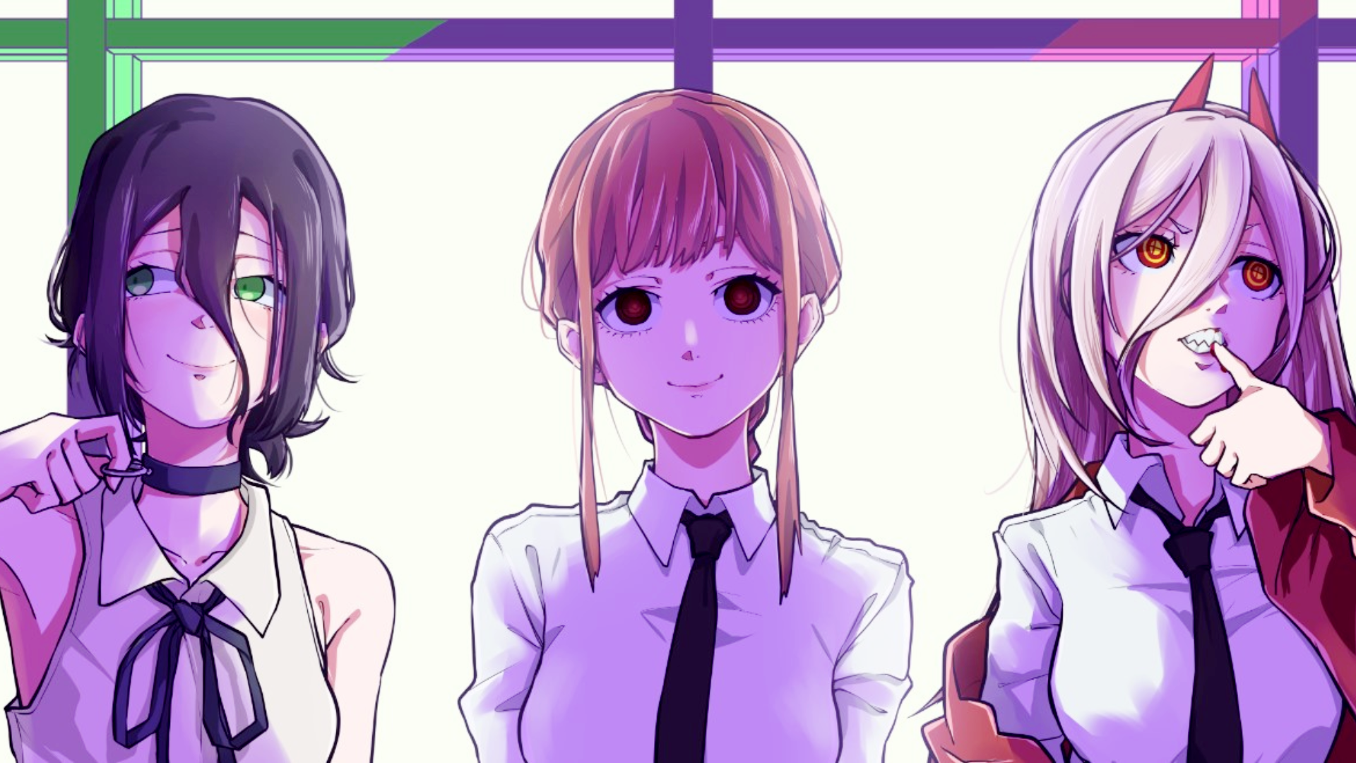 Makima, Power, and Reze from Chainsaw Man HD Wallpaper