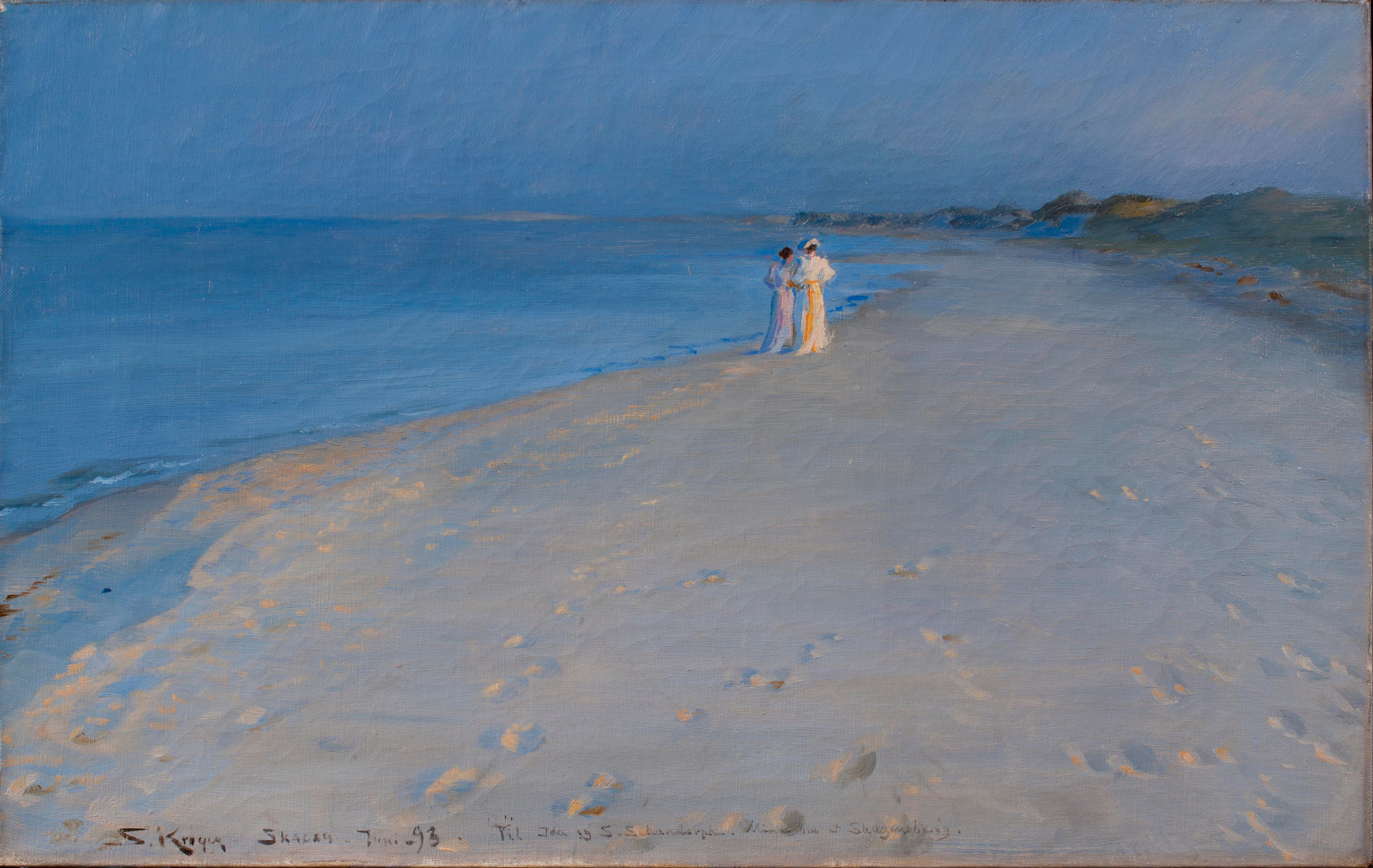 Two women on a beach at Skagen HD Wallpaper