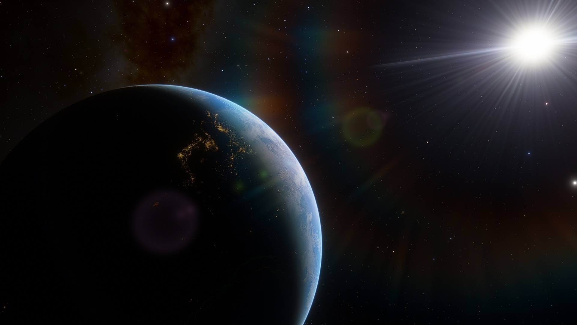 Earth and Sun in space HD Wallpaper