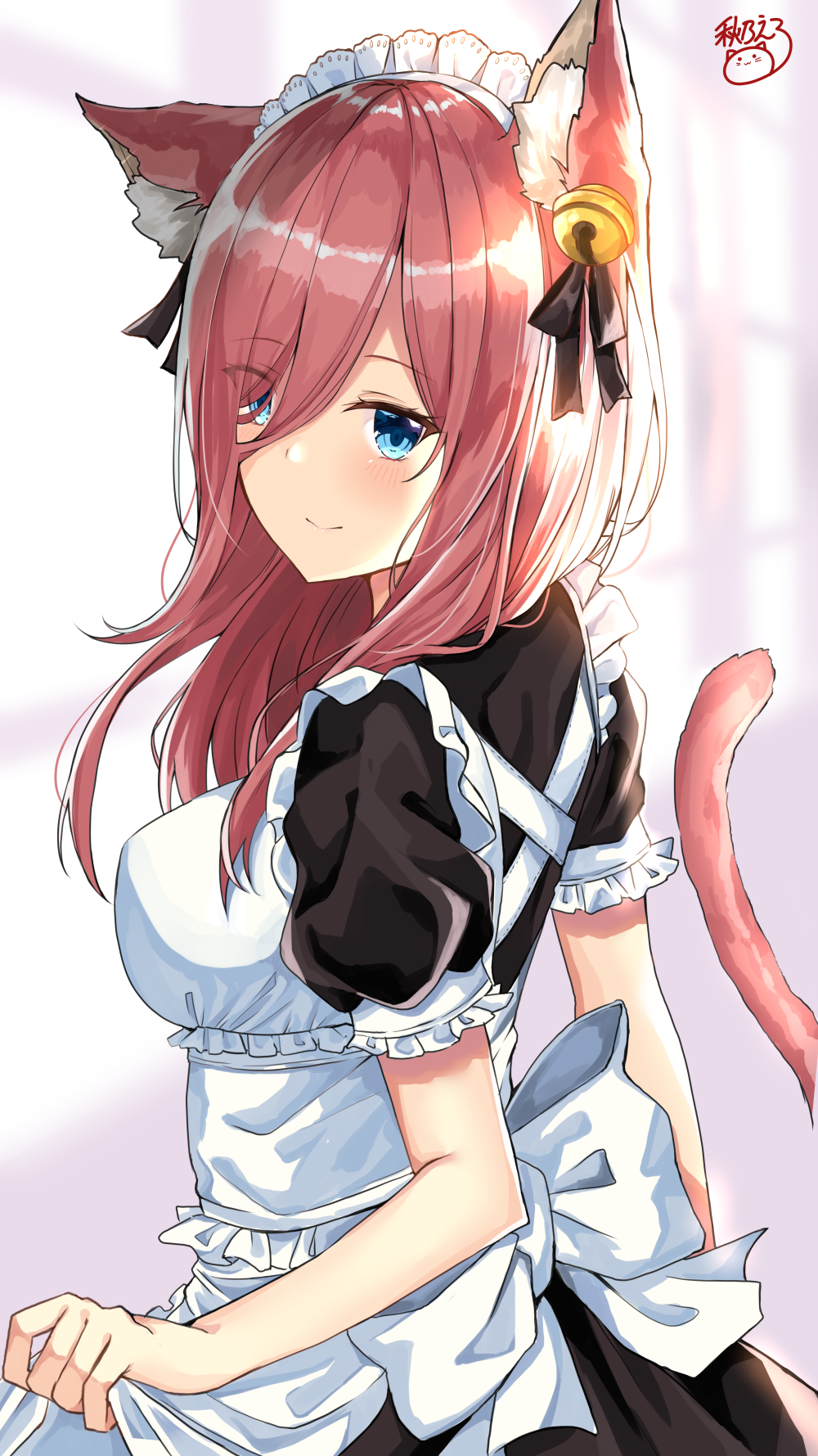Nakano Miku as a Cat Girl Maid HD Phone Wallpaper