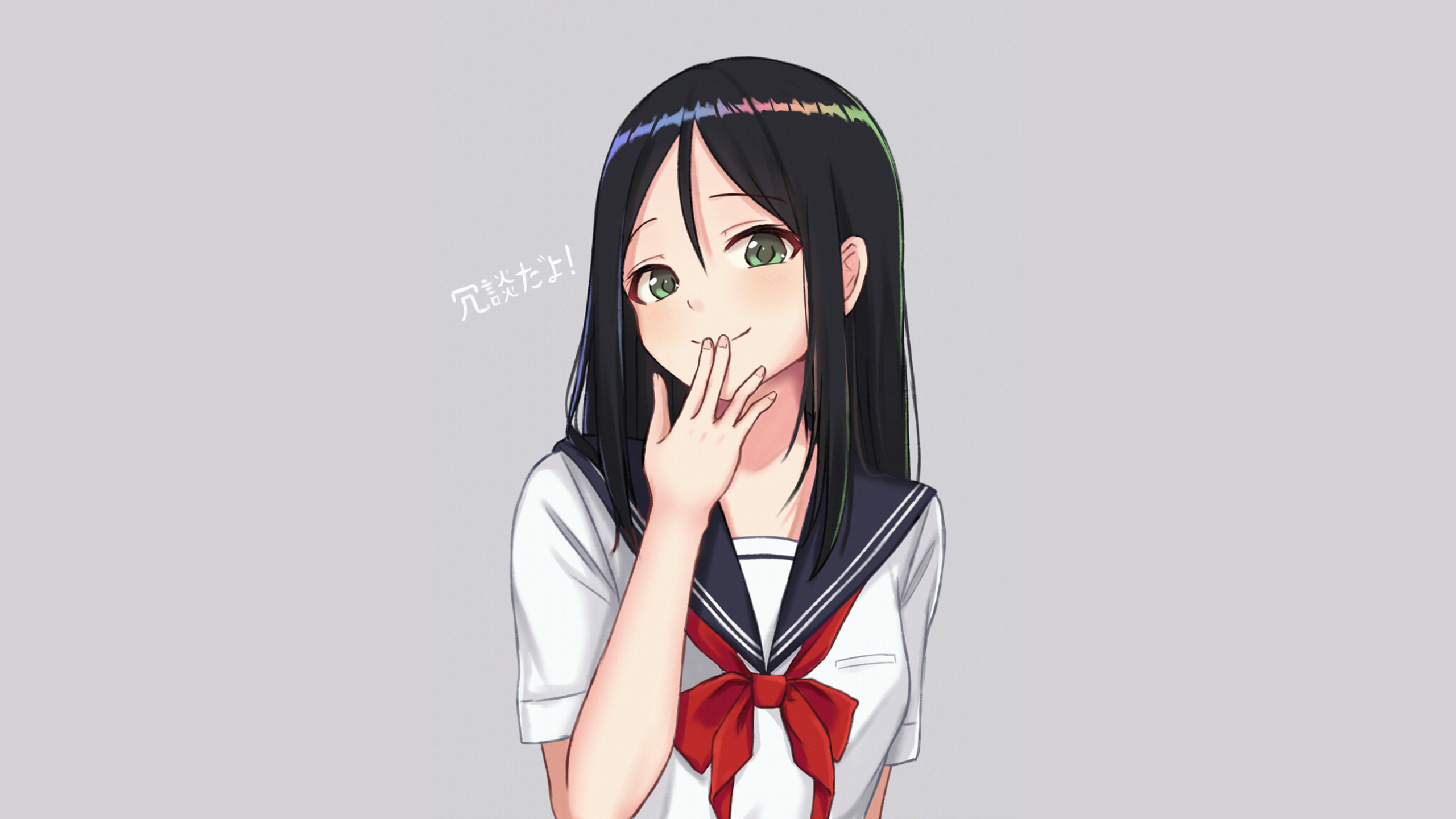 Anime girl in a sailor uniform with black hair HD Wallpaper