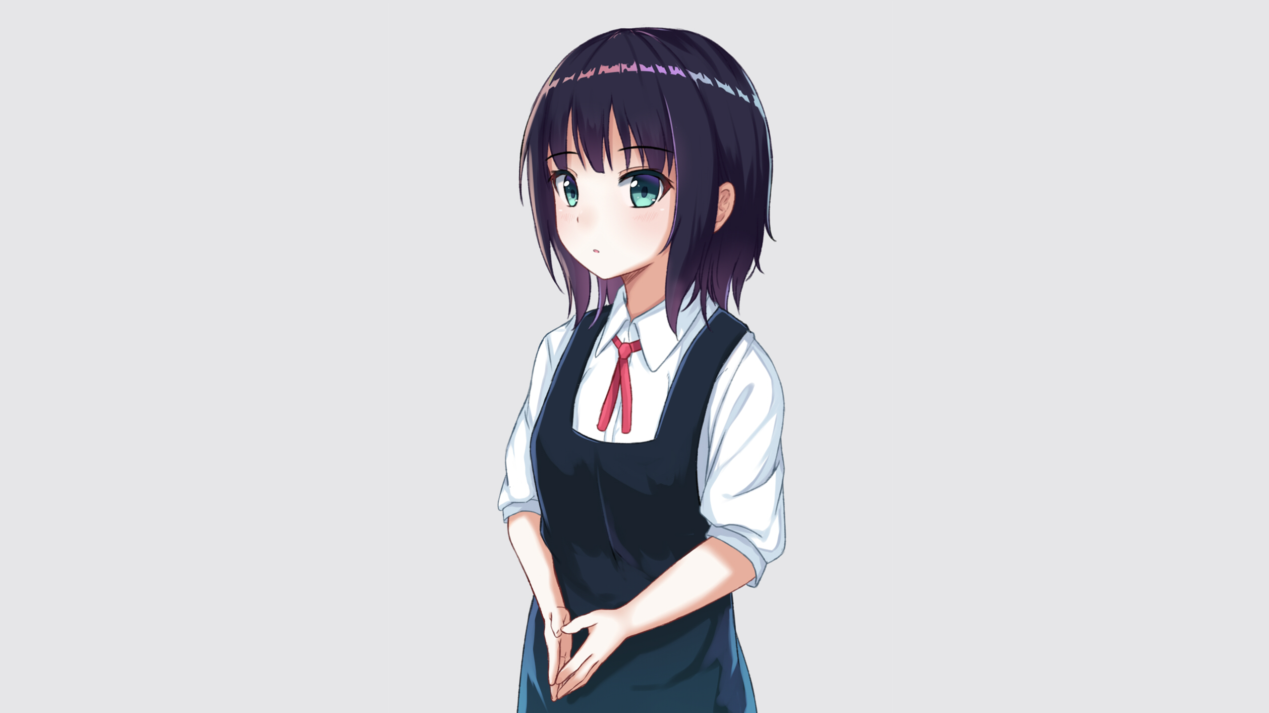 Anime girl in school uniform with red tie HD Wallpaper
