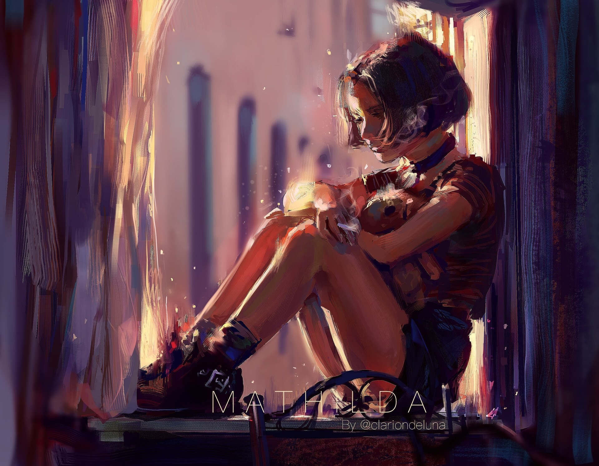 Mathilda from Leon: The Professional sitting by a window HD Wallpaper