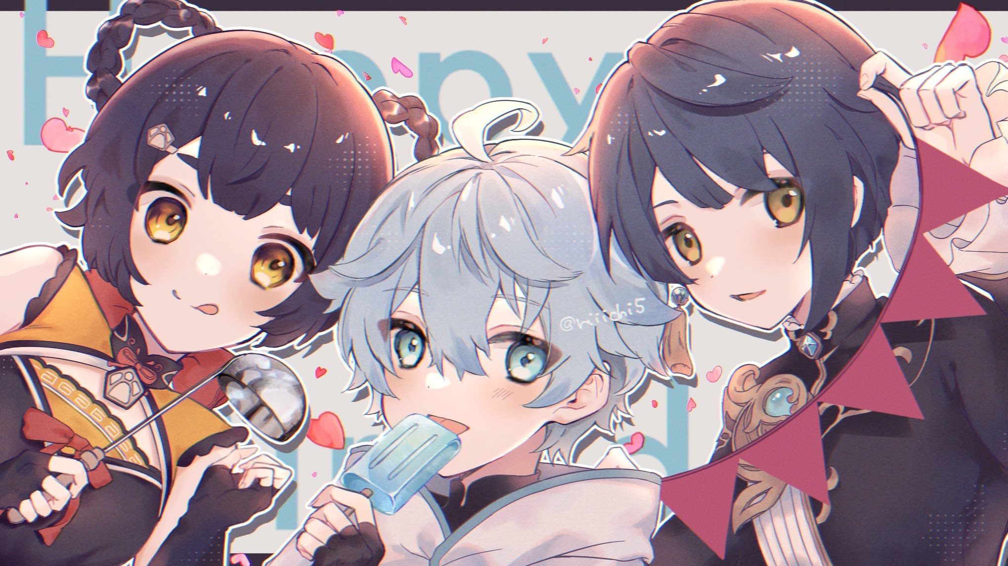 Xiangling, Xingqiu, and Chongyun from Genshin Impact HD Wallpaper