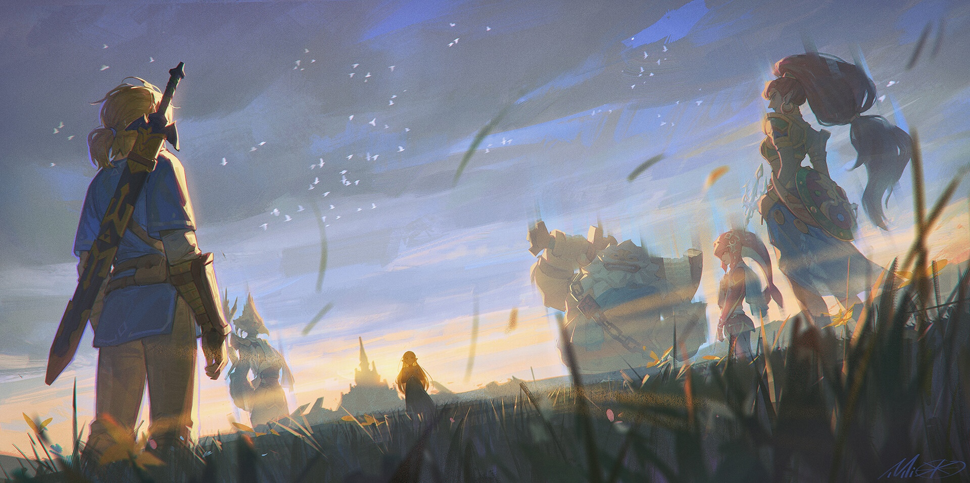 Link and spirits in The Legend of Zelda: Breath of the Wild HD Wallpaper