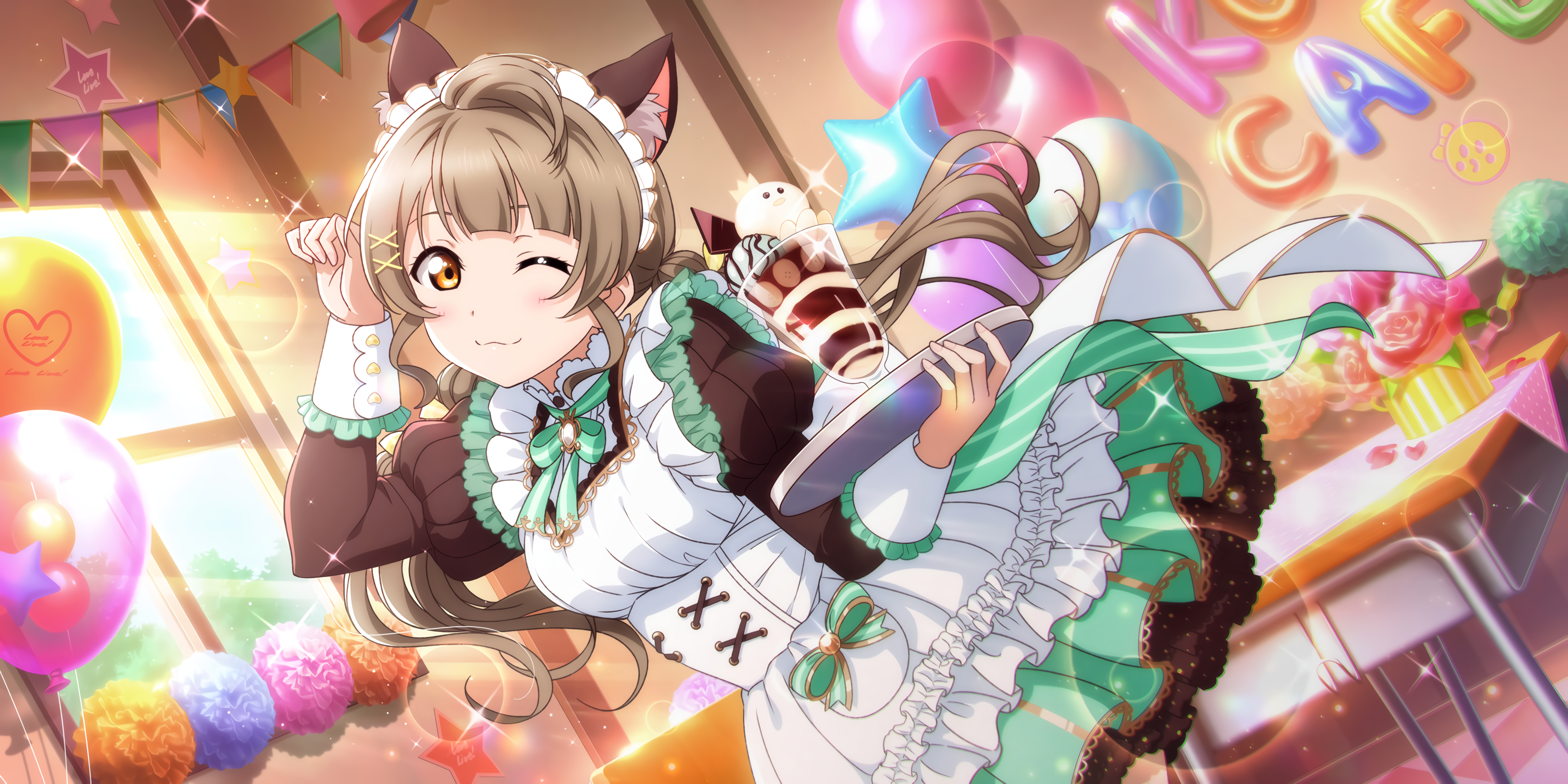 Minami Kotori in a maid outfit with a dessert HD Wallpaper