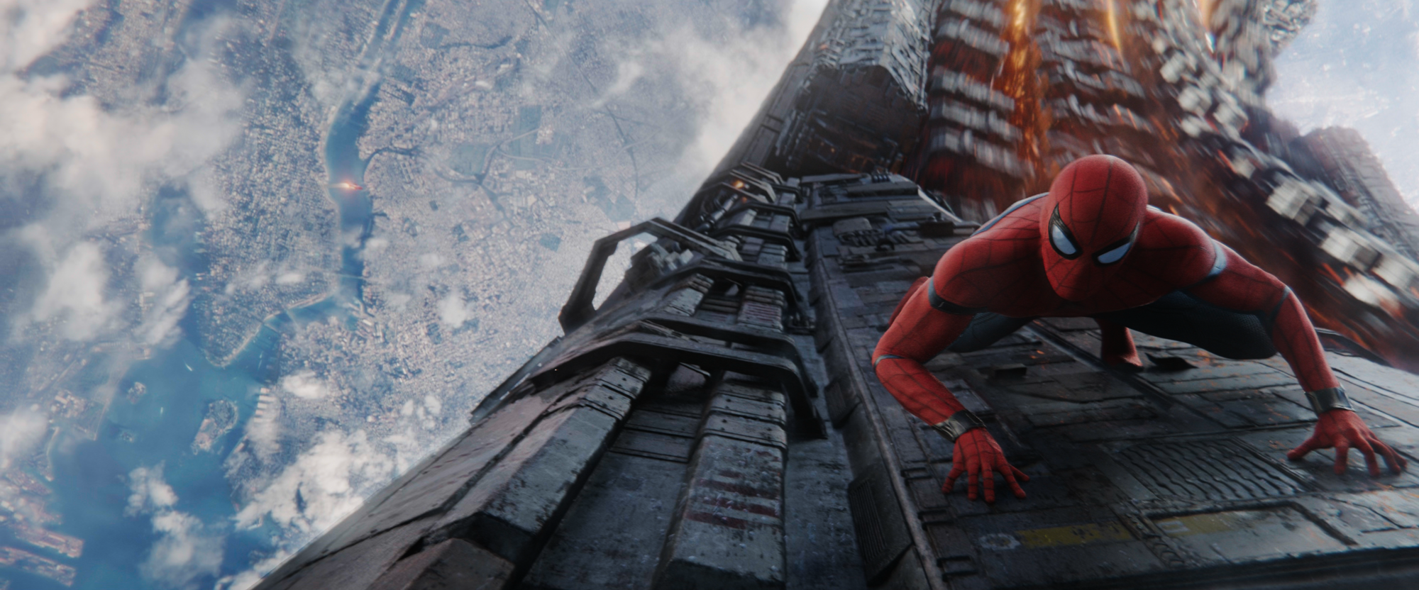 Spider-Man on a building in Avengers Infinity War HD Wallpaper
