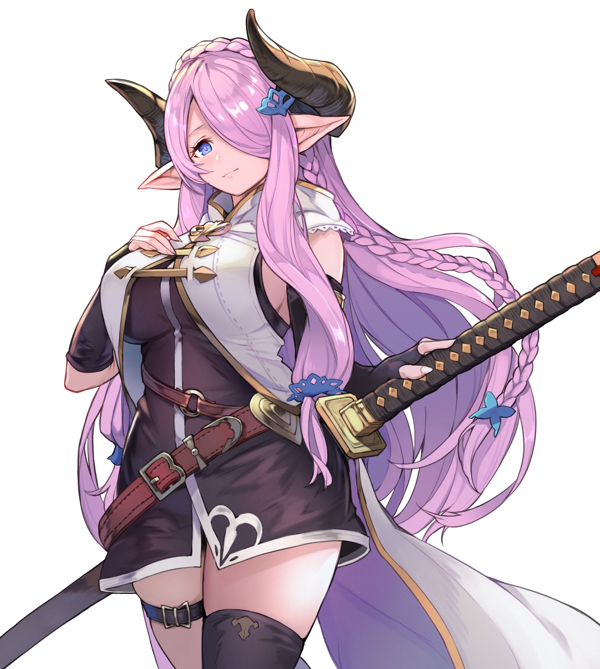 Narumeia from Granblue Fantasy with sword and horns HD Phone Wallpaper
