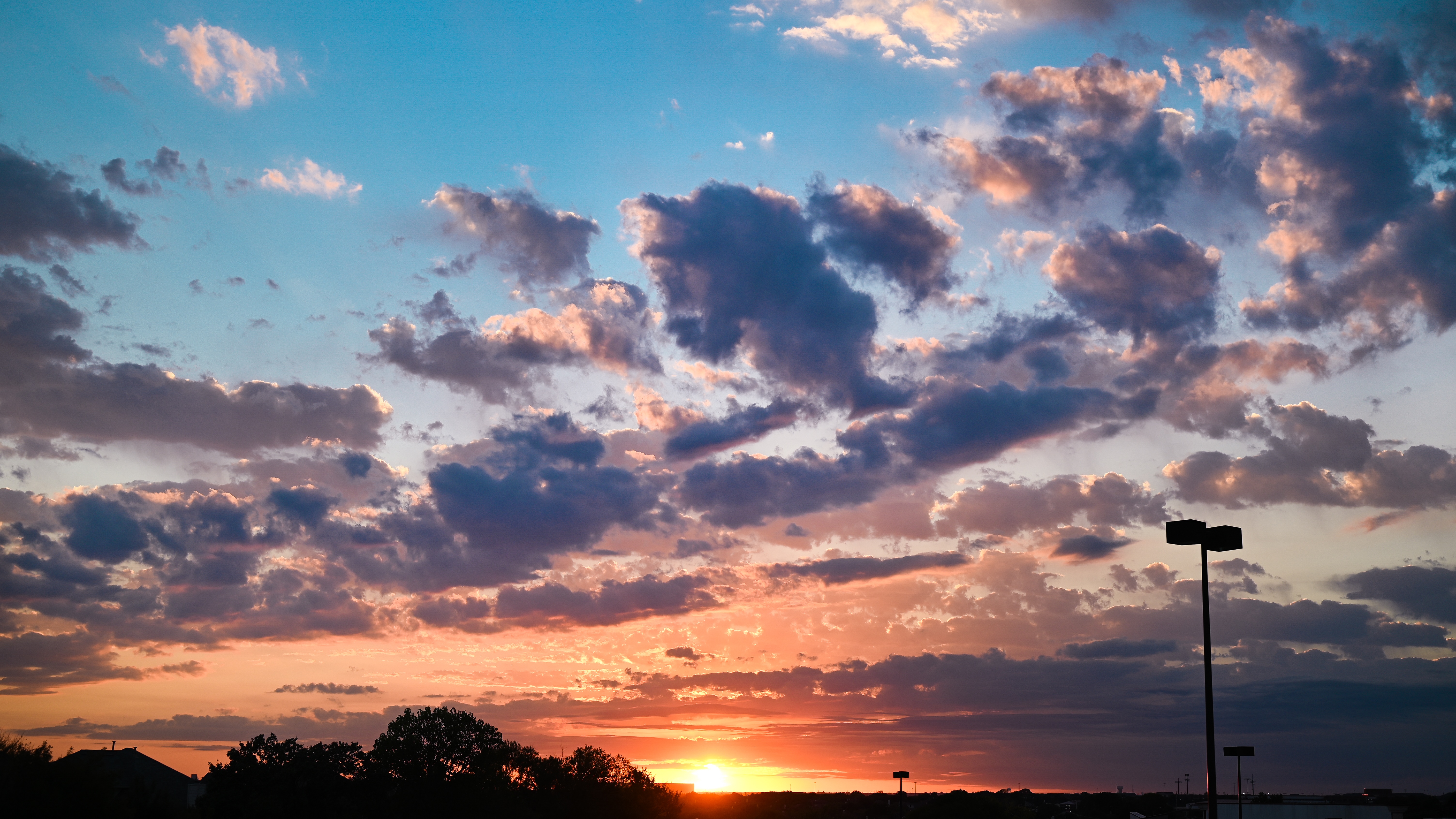 4K Sunset with Clouds Over Landscape HD Wallpaper