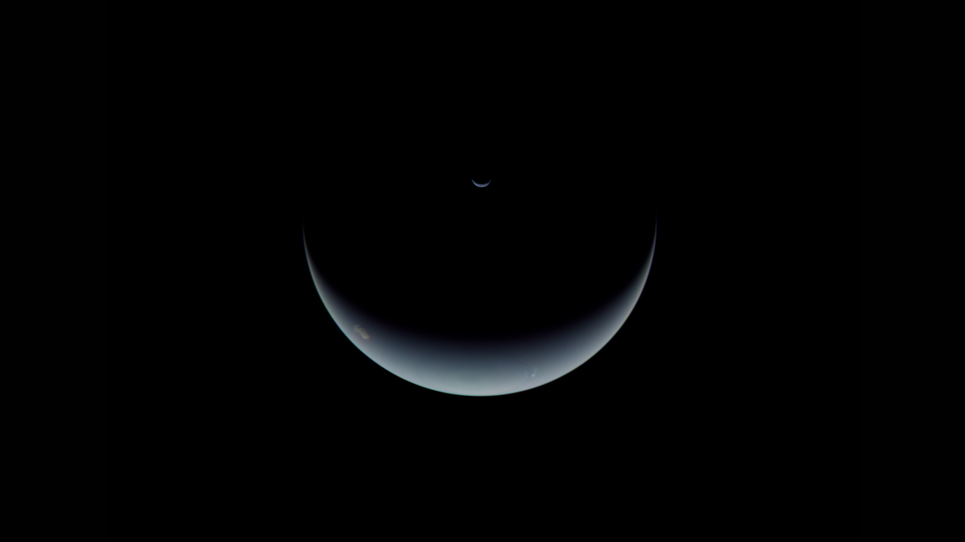 Neptune and its moon in space HD Wallpaper