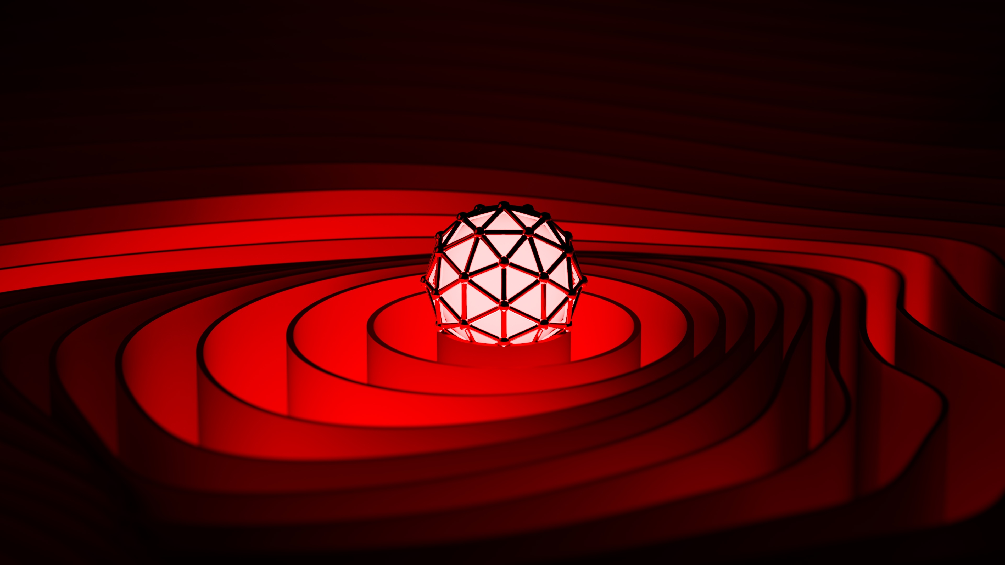 4K Red Abstract 3D Artwork with Lights HD Wallpaper