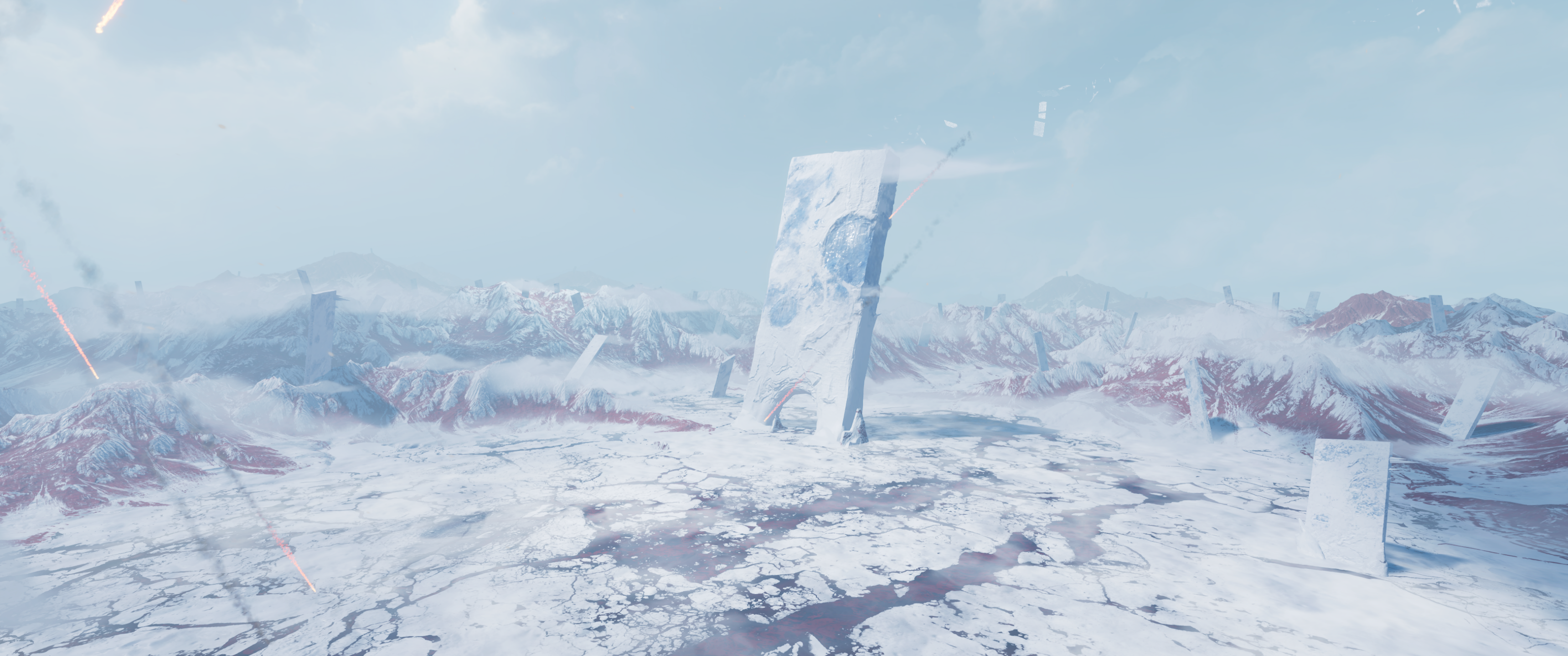 Guardians of the Galaxy icy landscape with monoliths HD Wallpaper