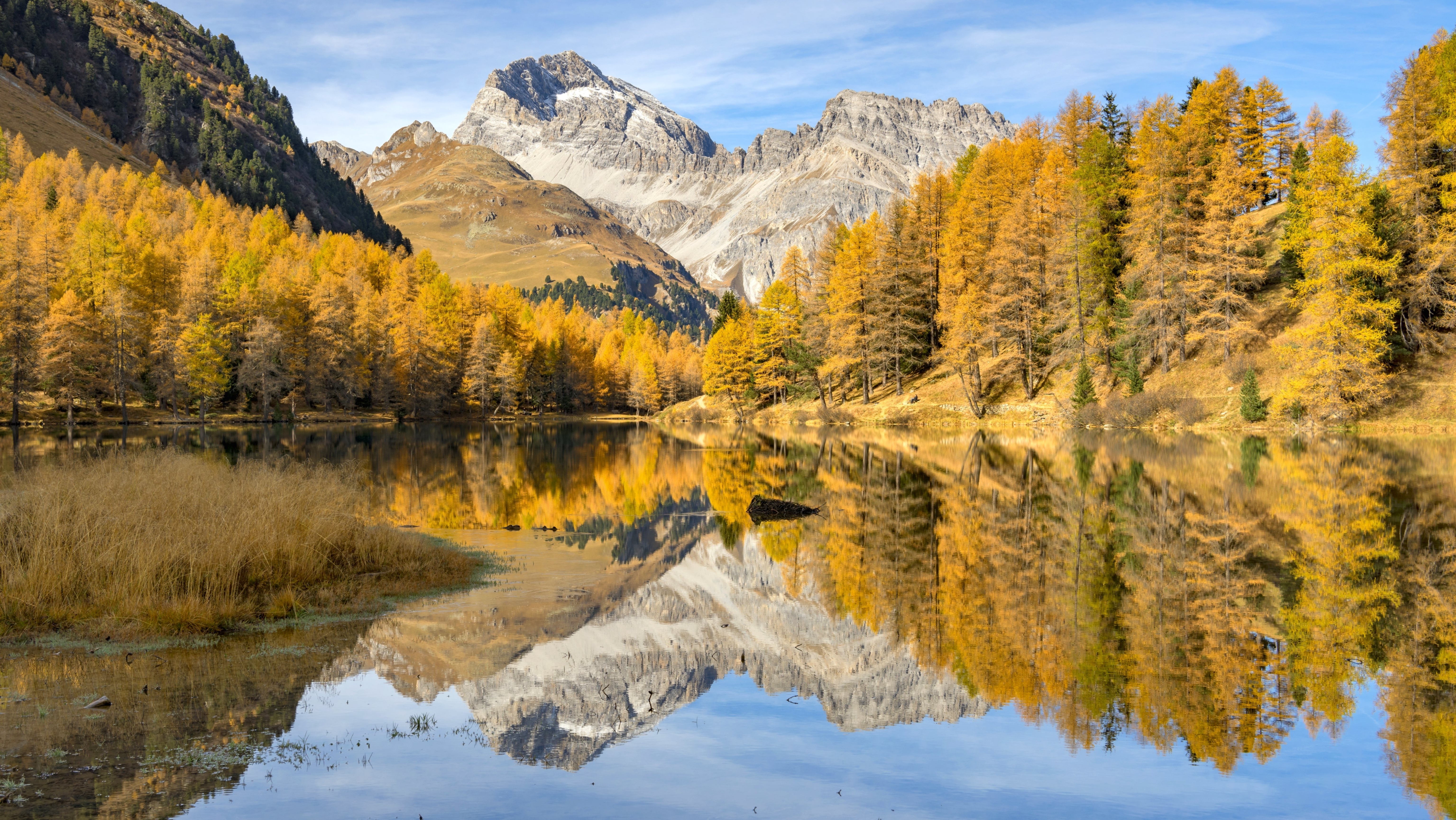 4K Autumn Forest and Mountain Reflection in Switzerland HD Wallpaper