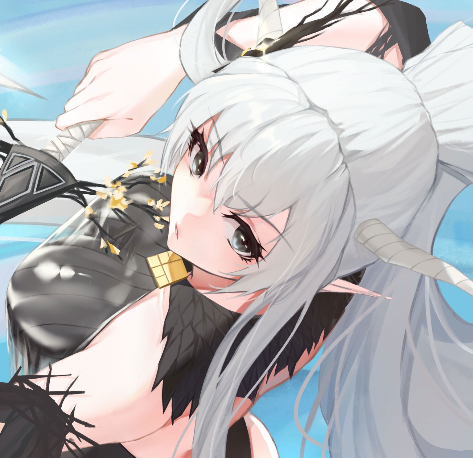 Arknights Shining with White Hair and Horns HD Wallpaper