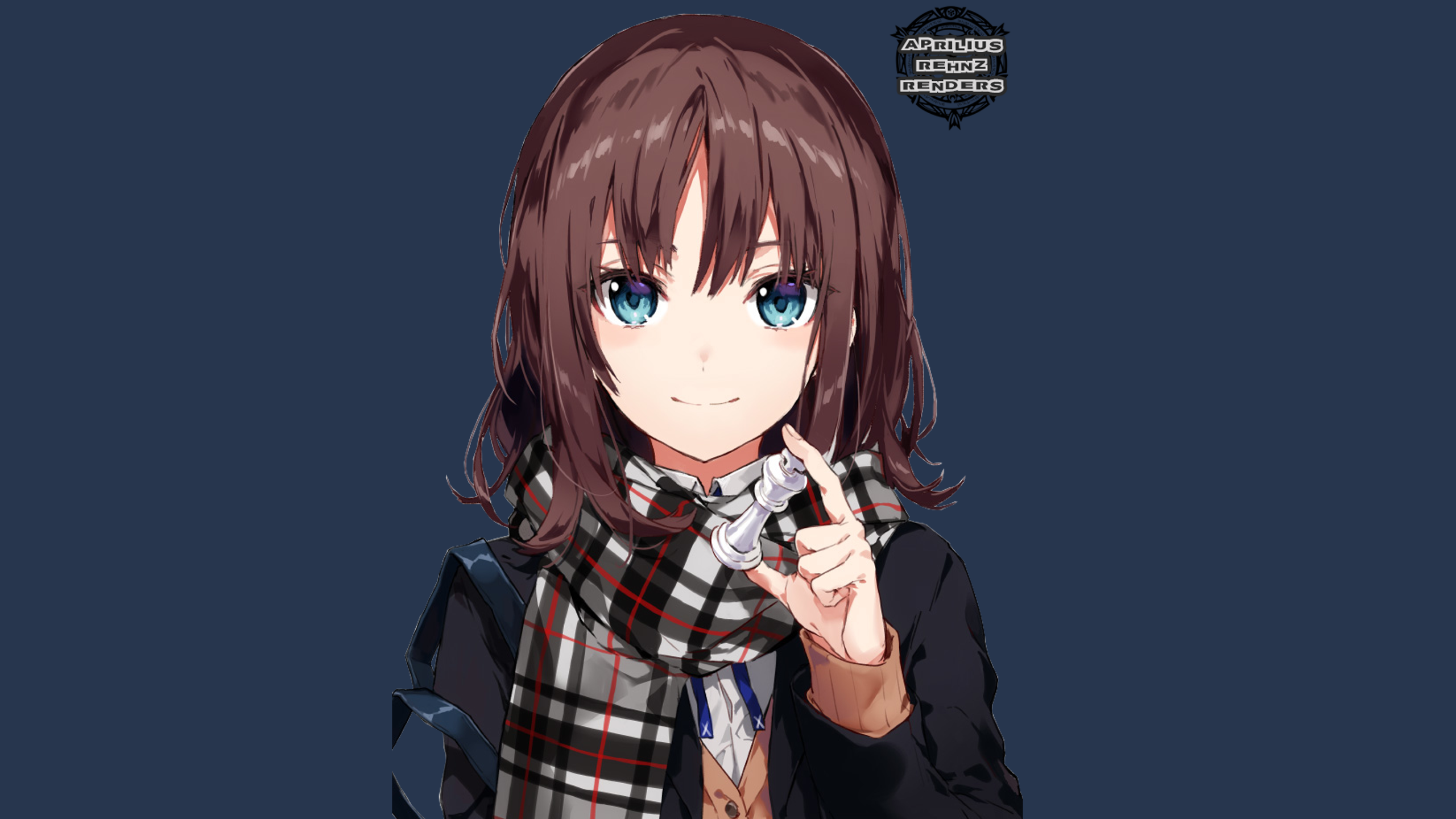 Arisaka Ako holding a chess piece HD Wallpaper