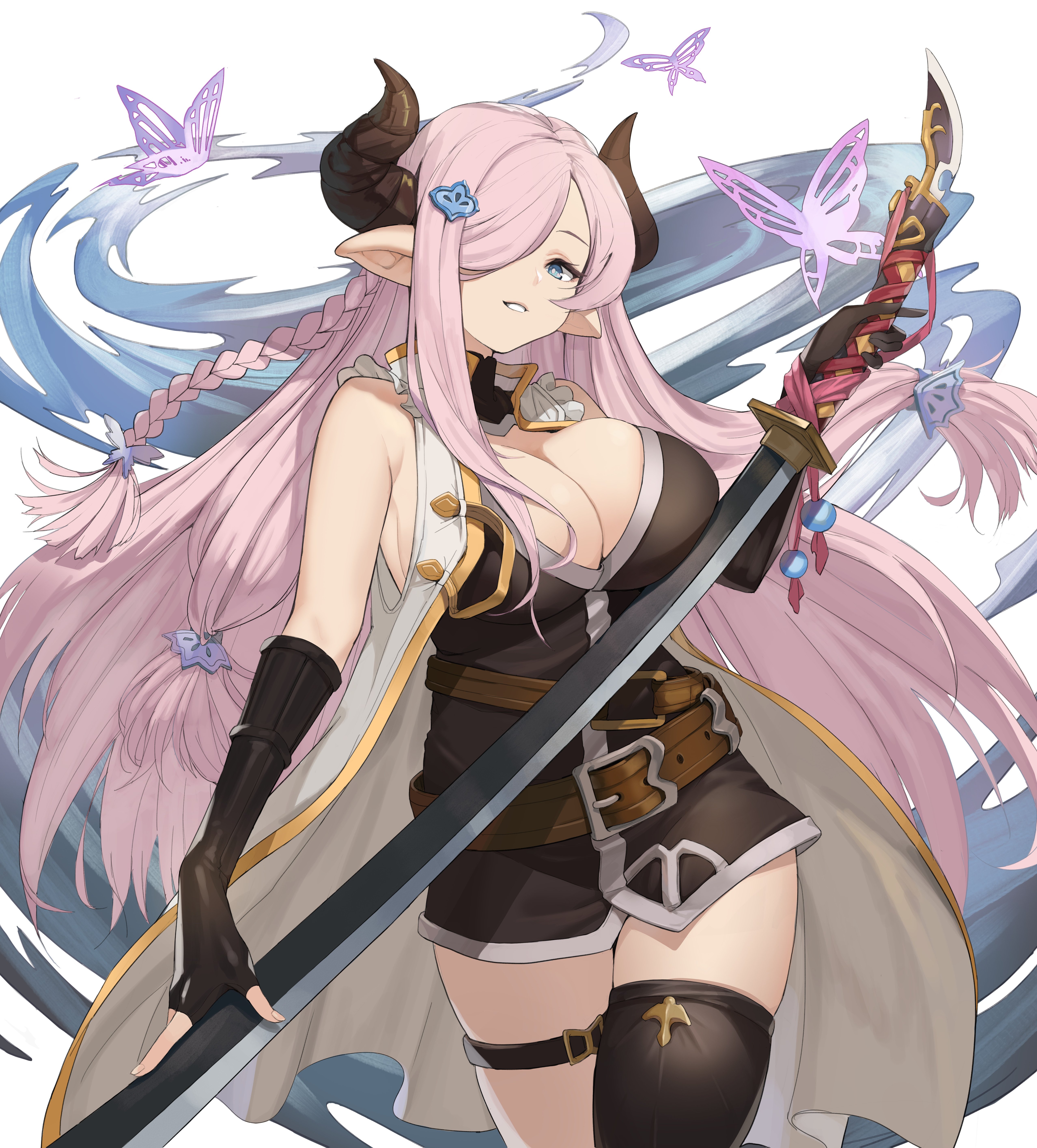 Narumeia with horns and sword from Granblue Fantasy HD Wallpaper