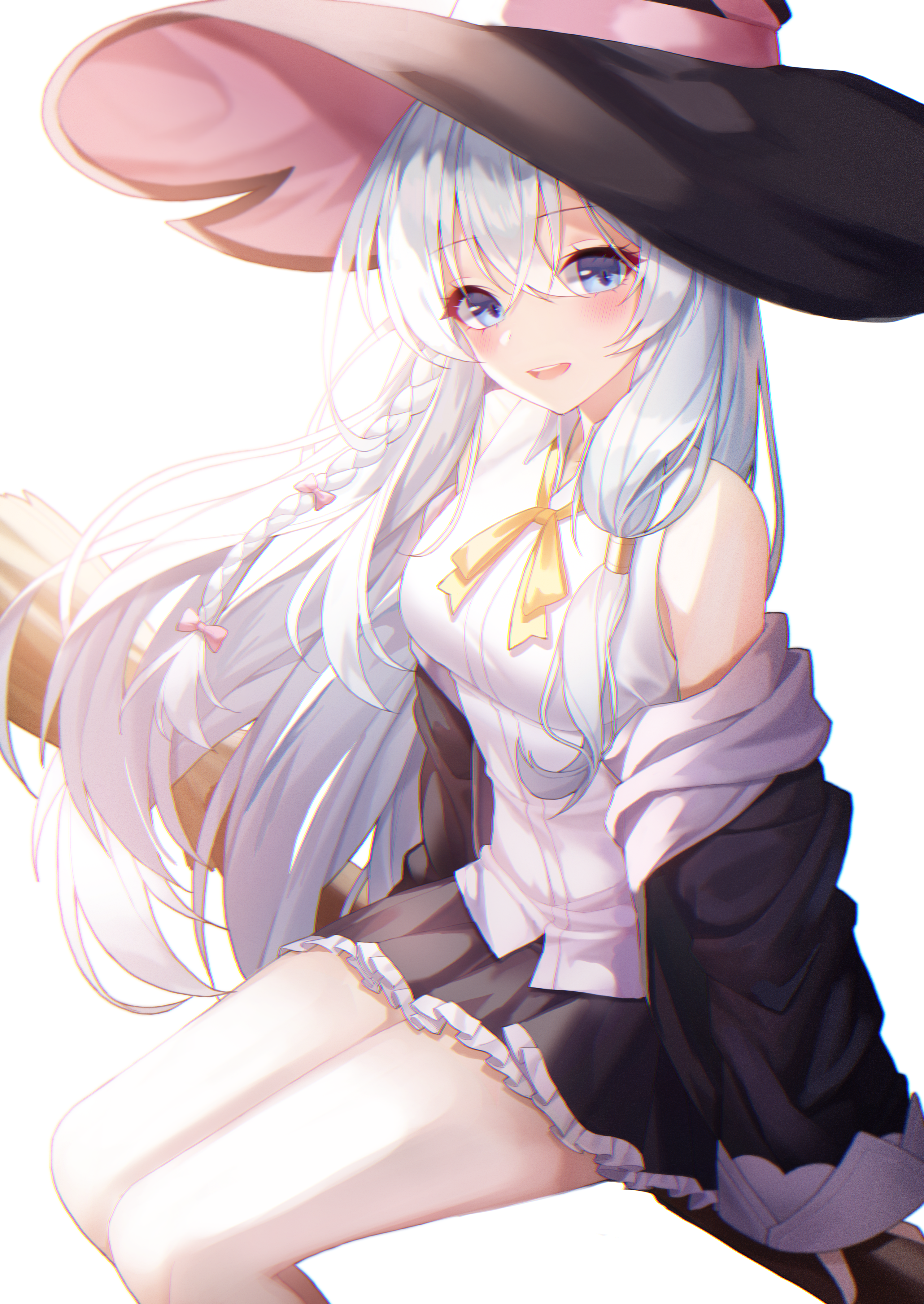 Elaina from Majo no Tabitabi wearing a witch hat HD Phone Wallpaper